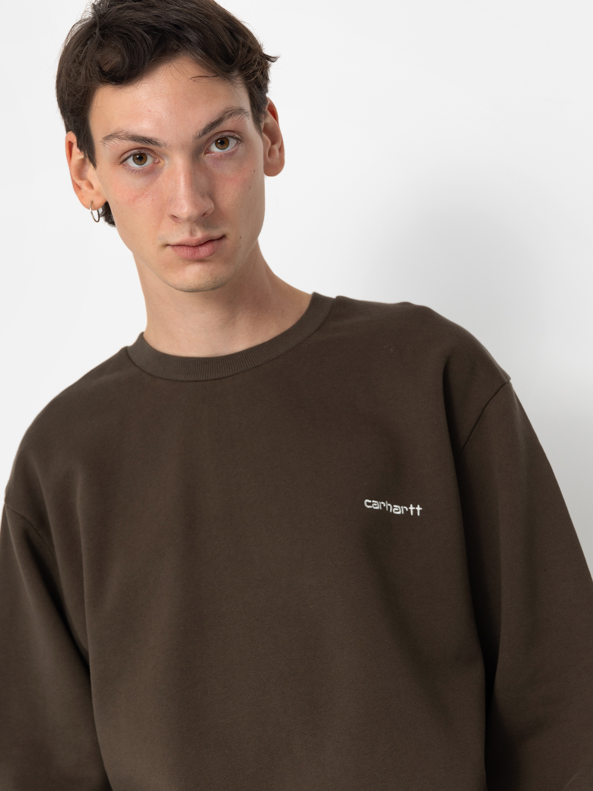 Суитшърт Carhartt WIP Script Embroidery (cypress/white)
