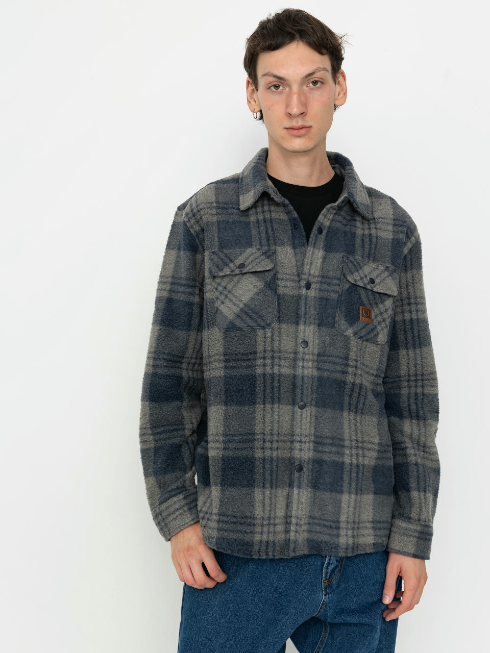 Риза Brixton Bowery Arctic Stretch Ls (washed navy/beige plaid)