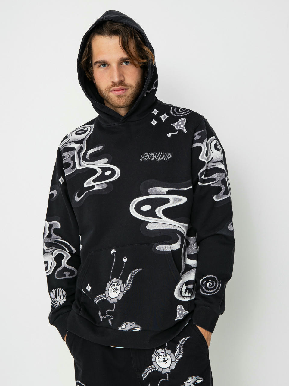 Суитшърт с качулка RipNDip Space Walk HD (black)