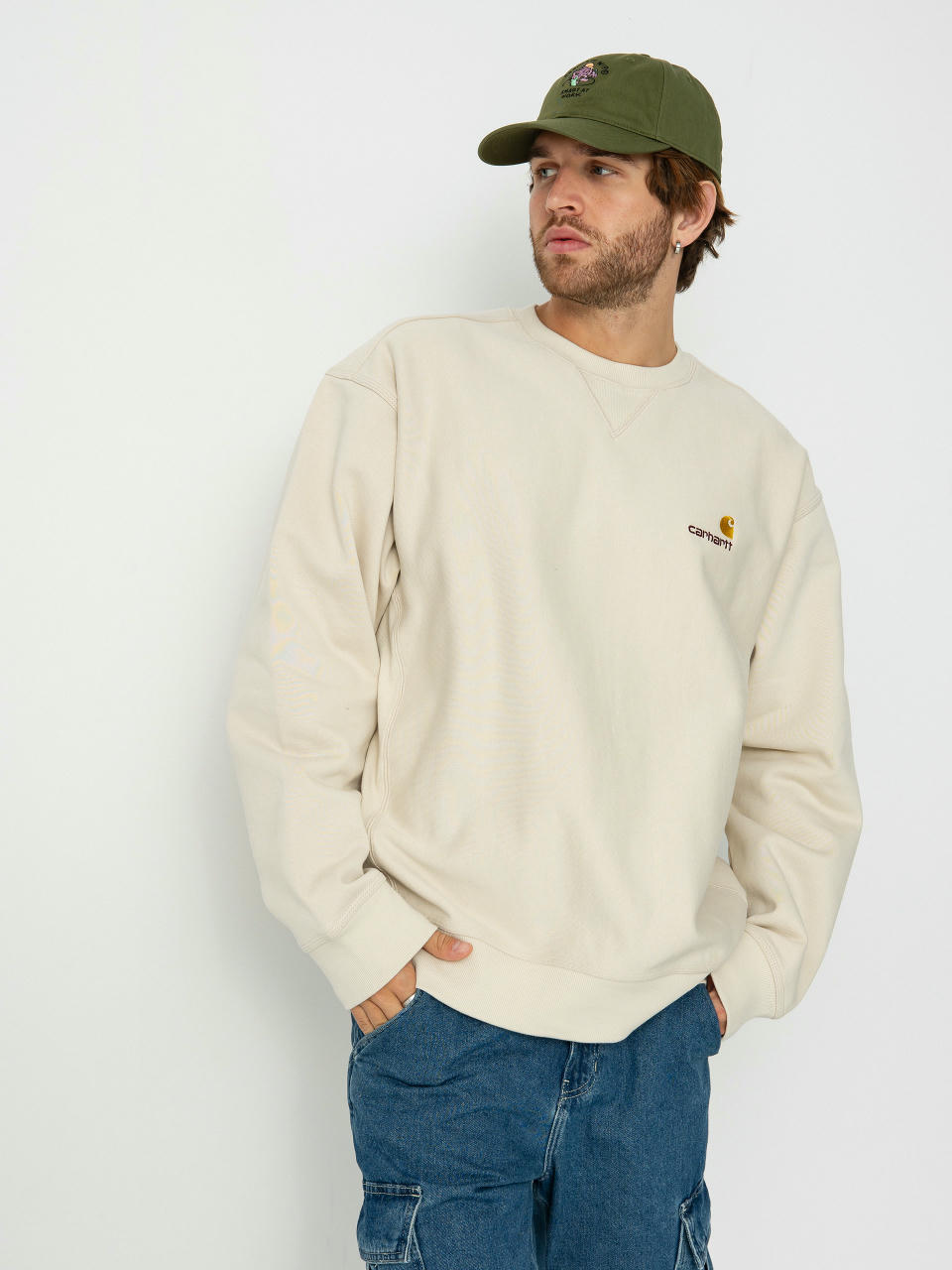 Суитшърт Carhartt WIP American Script (moonbeam)