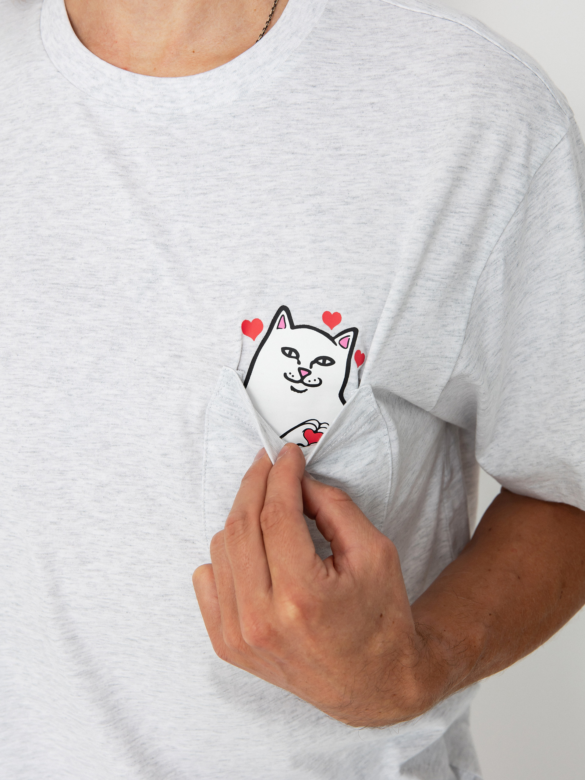 Тениска RipNDip Nermal Loves Pocket (ash heather)