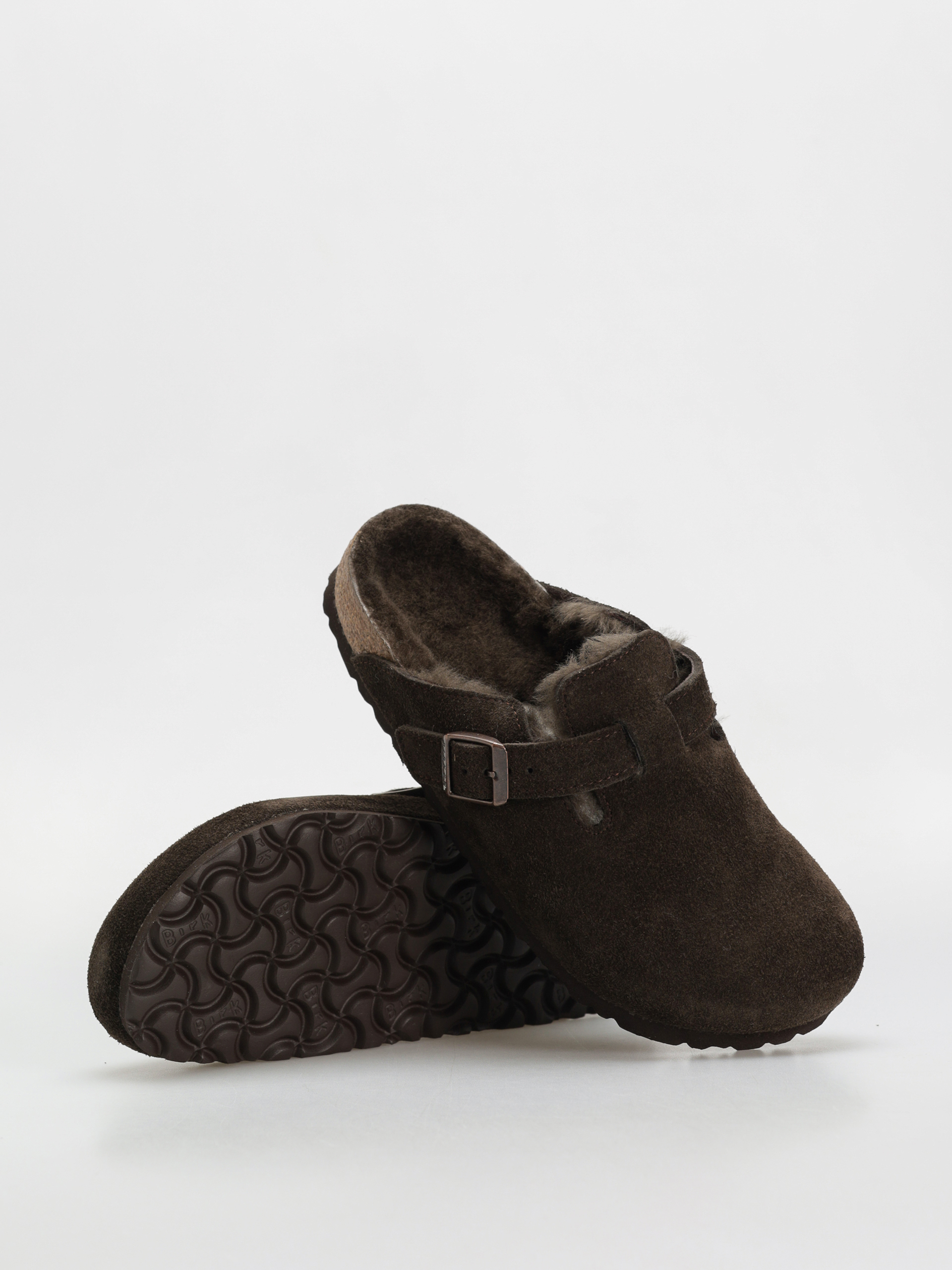 Чехли Birkenstock Boston Shearling Suede Leather Fur Narrow Wmn (mocha)