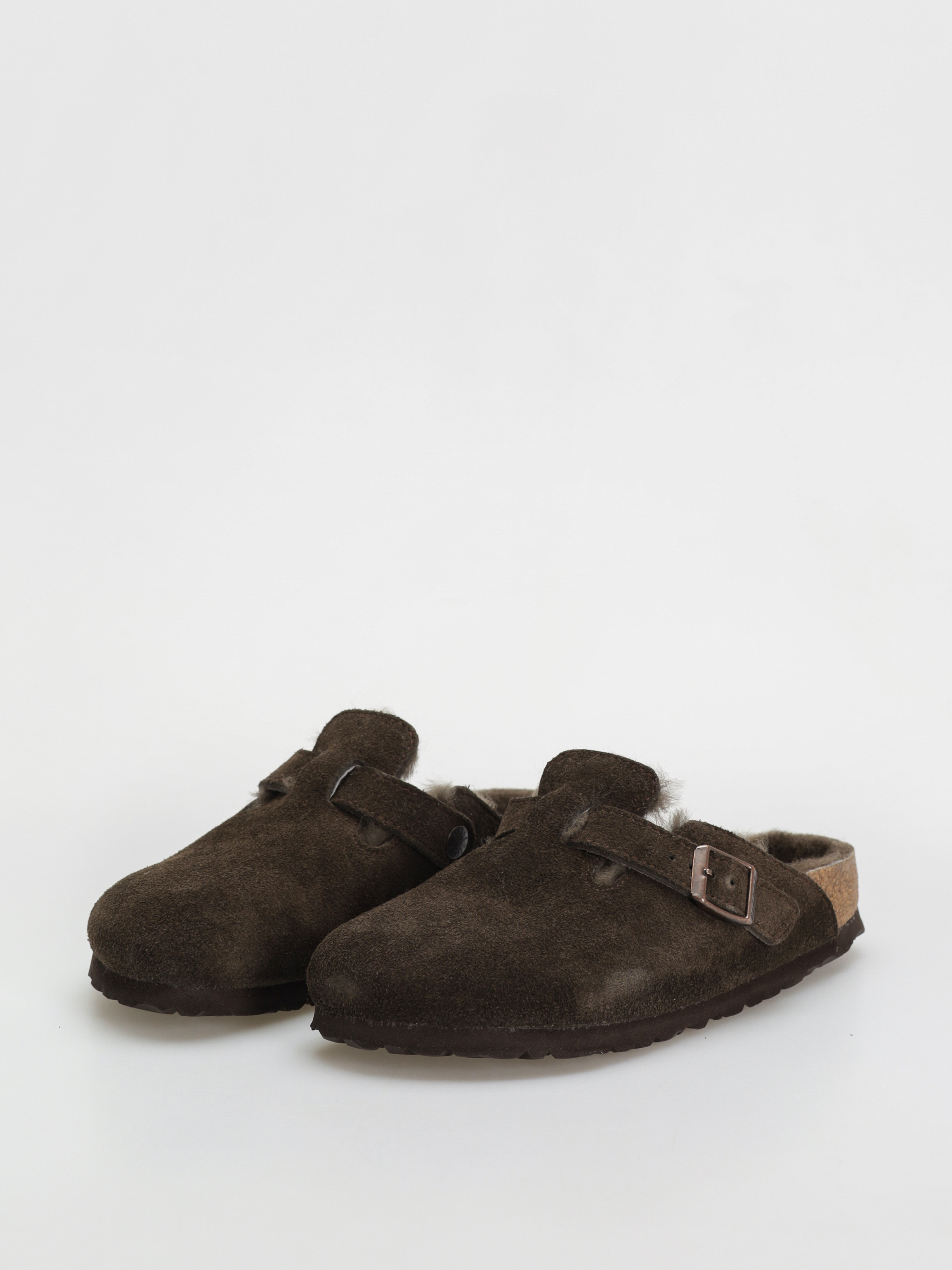 Чехли Birkenstock Boston Shearling Suede Leather Fur Narrow Wmn (mocha)