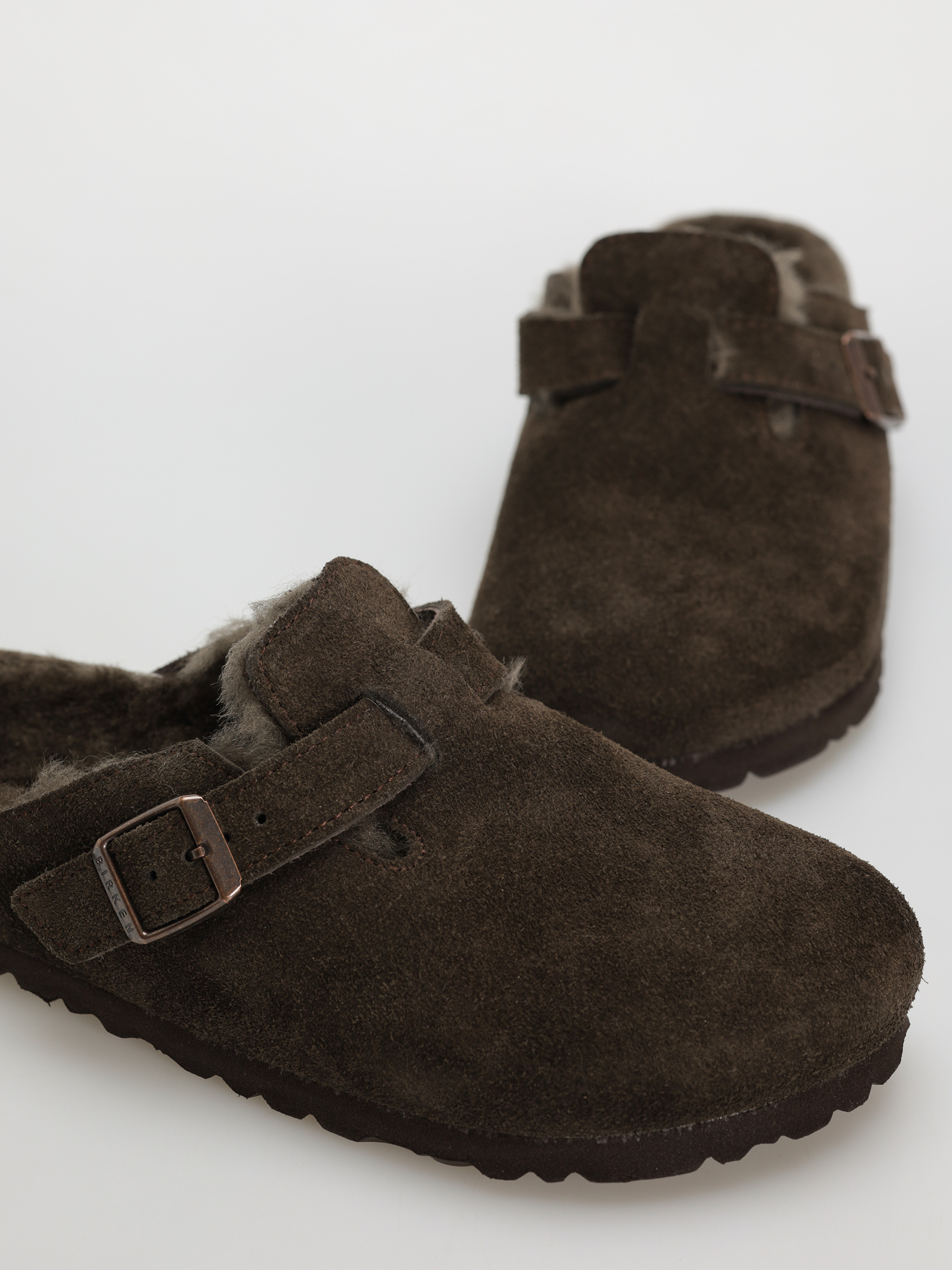 Чехли Birkenstock Boston Shearling Suede Leather Fur Narrow Wmn (mocha)