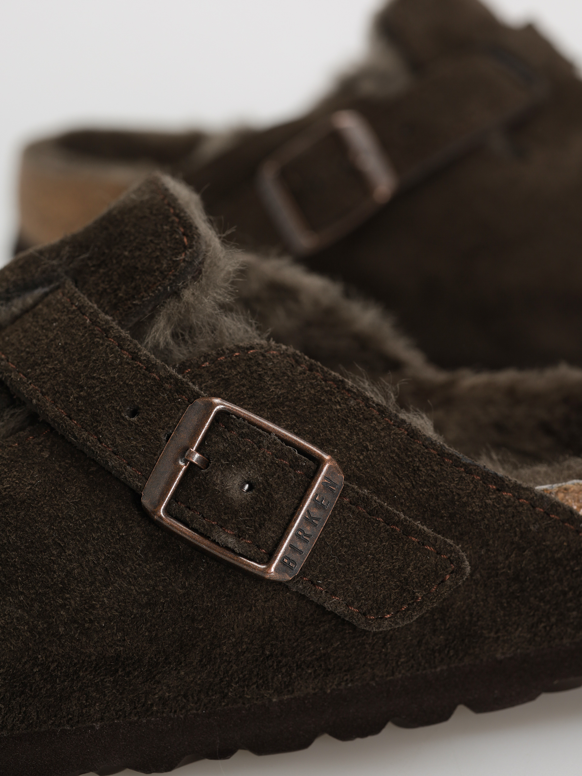 Чехли Birkenstock Boston Shearling Suede Leather Fur Narrow Wmn (mocha)