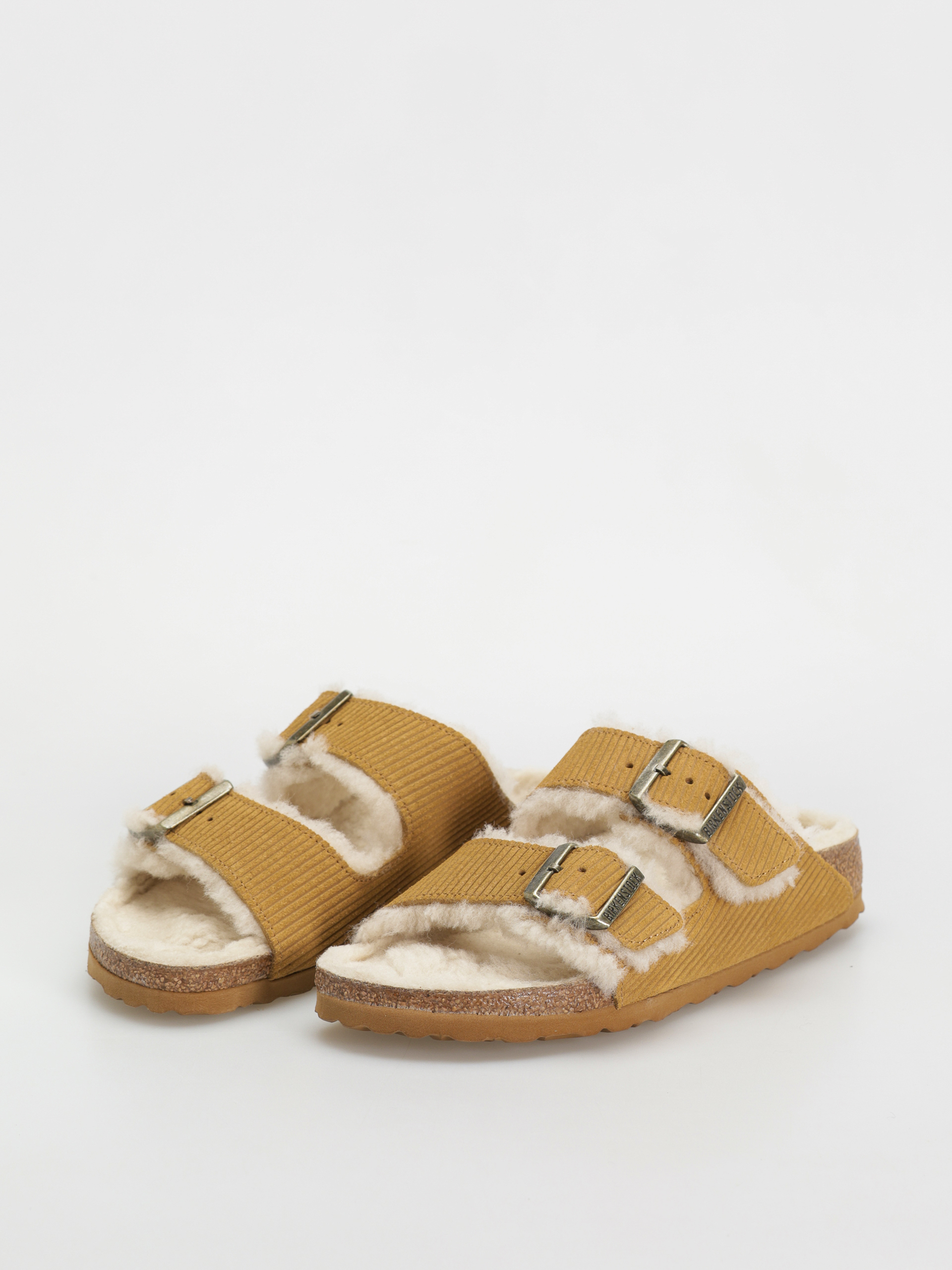 Чехли Birkenstock Arizona Fell Suede Leather Fur Narrow Wmn (corduroy cork brown)