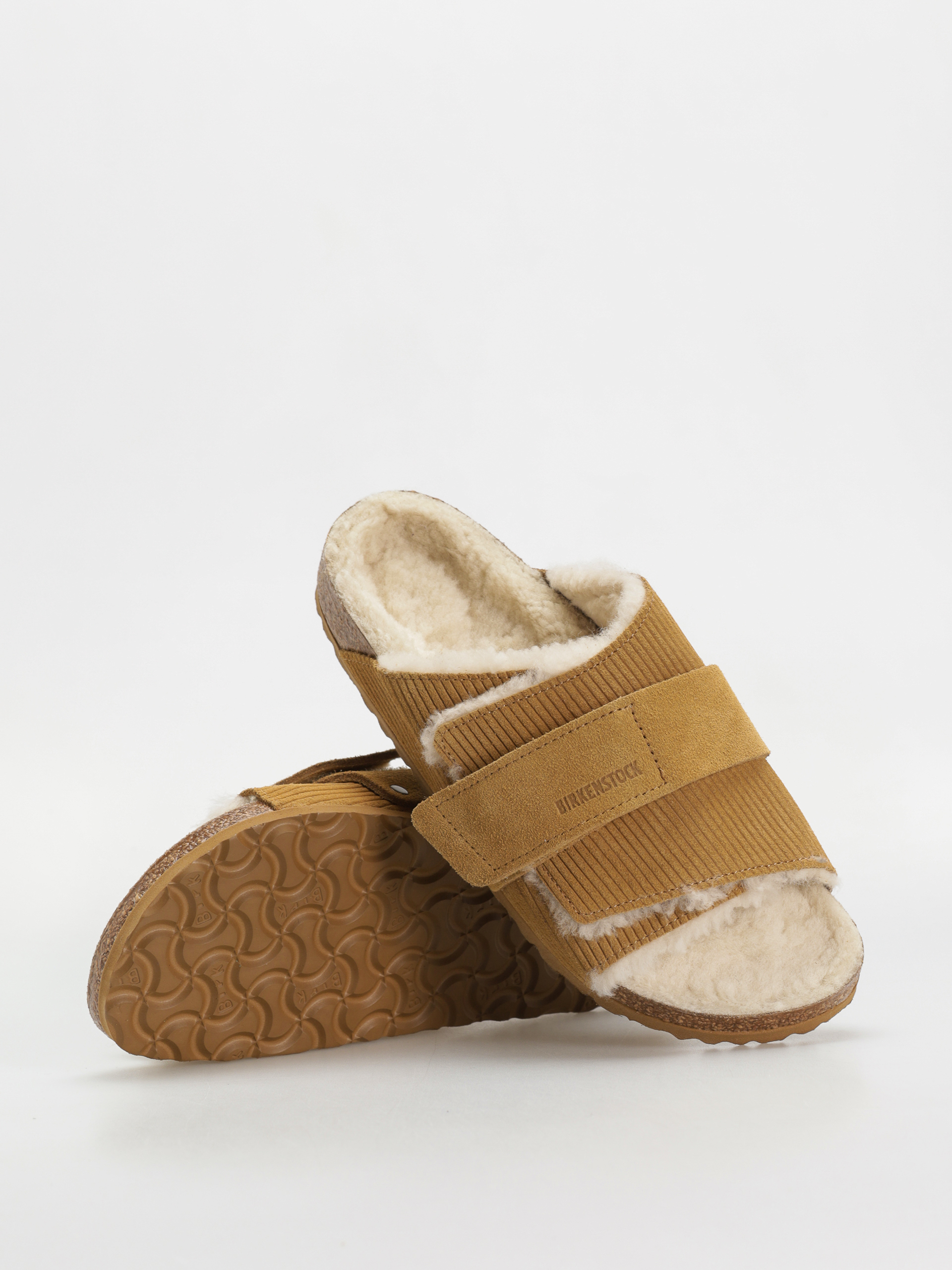 Чехли Birkenstock Kyoto Shearling Suede Leather Fur Narrow Wmn (corduroy cork brown)