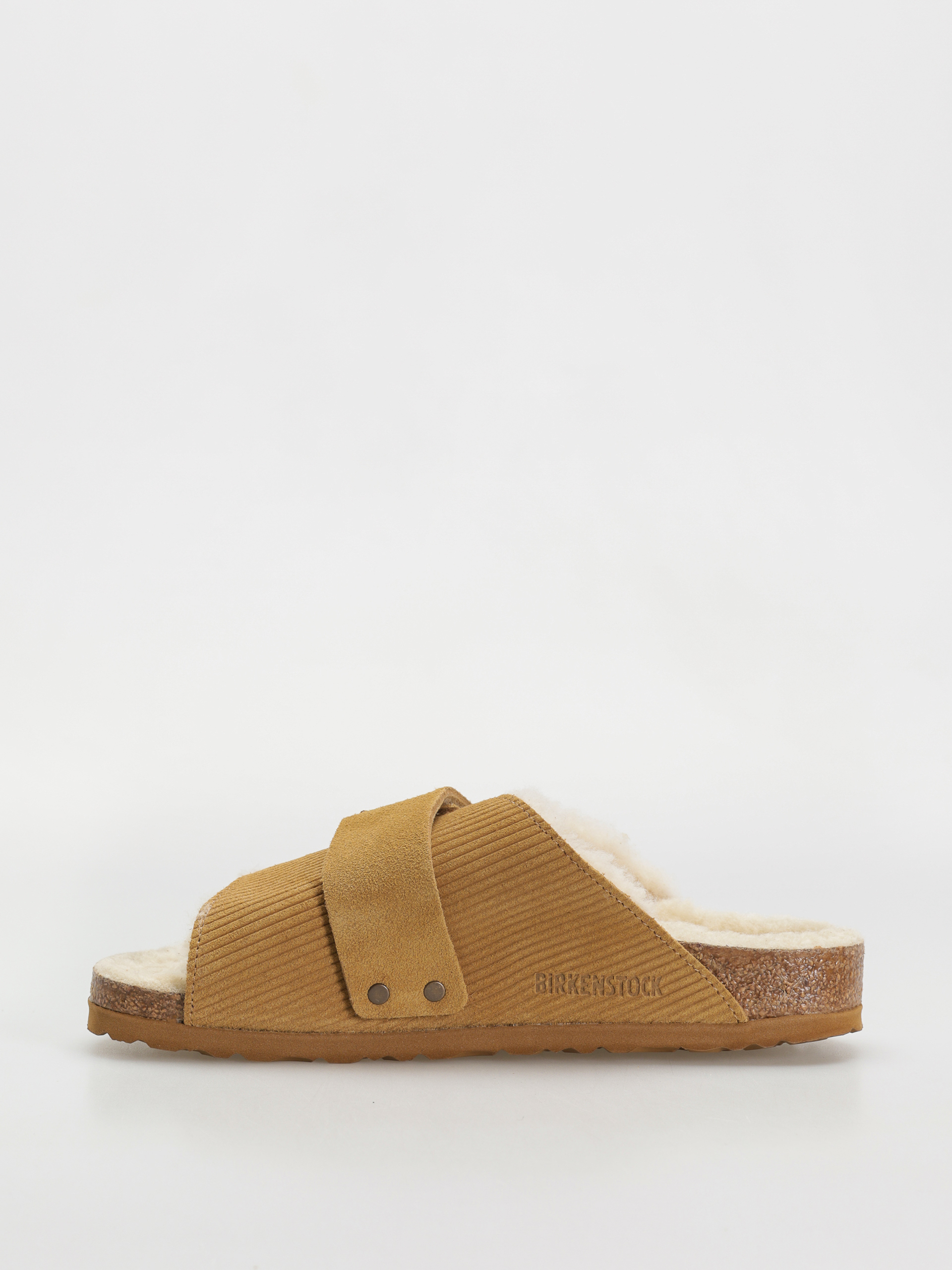Чехли Birkenstock Kyoto Shearling Suede Leather Fur Narrow Wmn (corduroy cork brown)