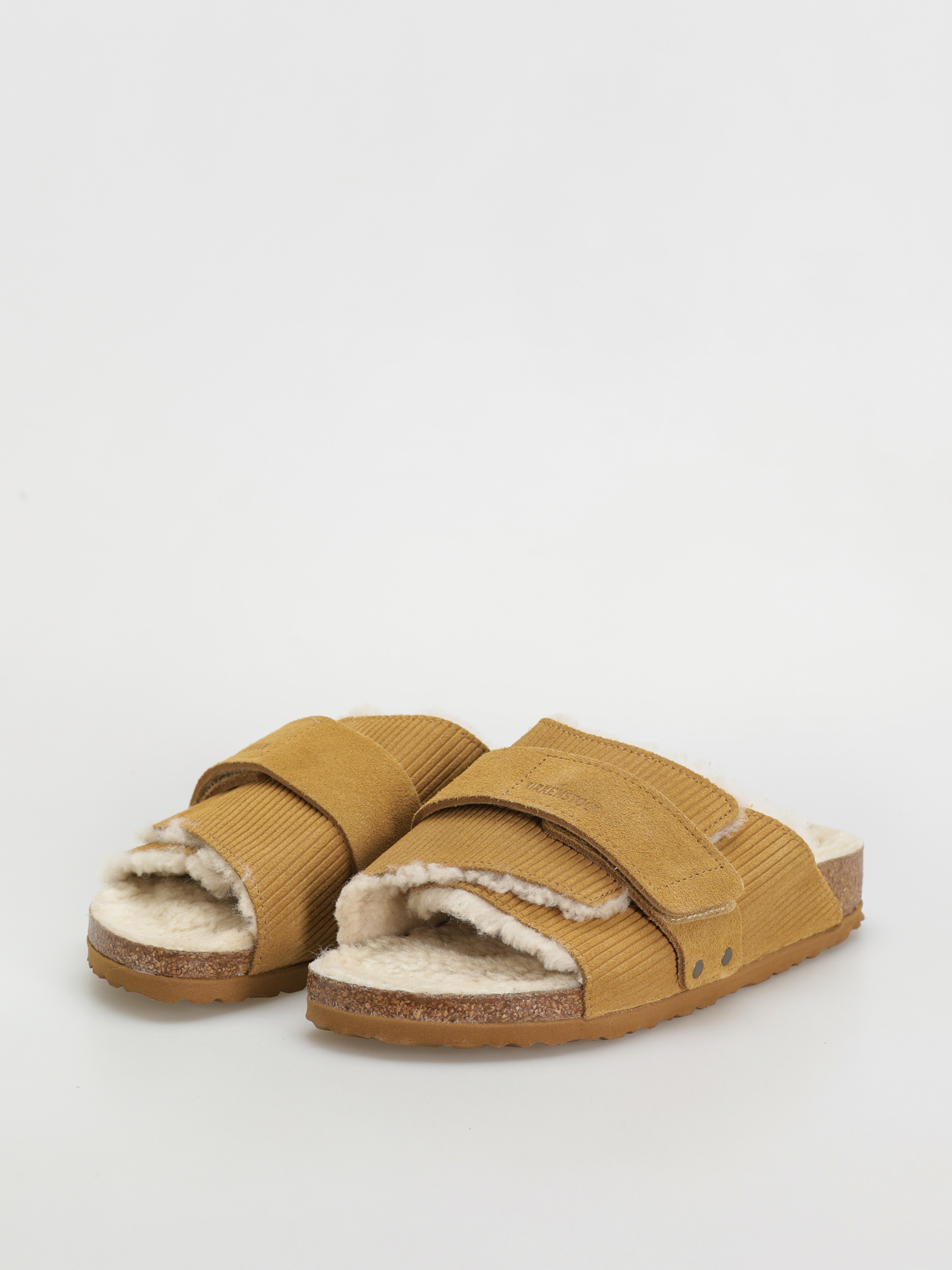 Чехли Birkenstock Kyoto Shearling Suede Leather Fur Narrow Wmn (corduroy cork brown)