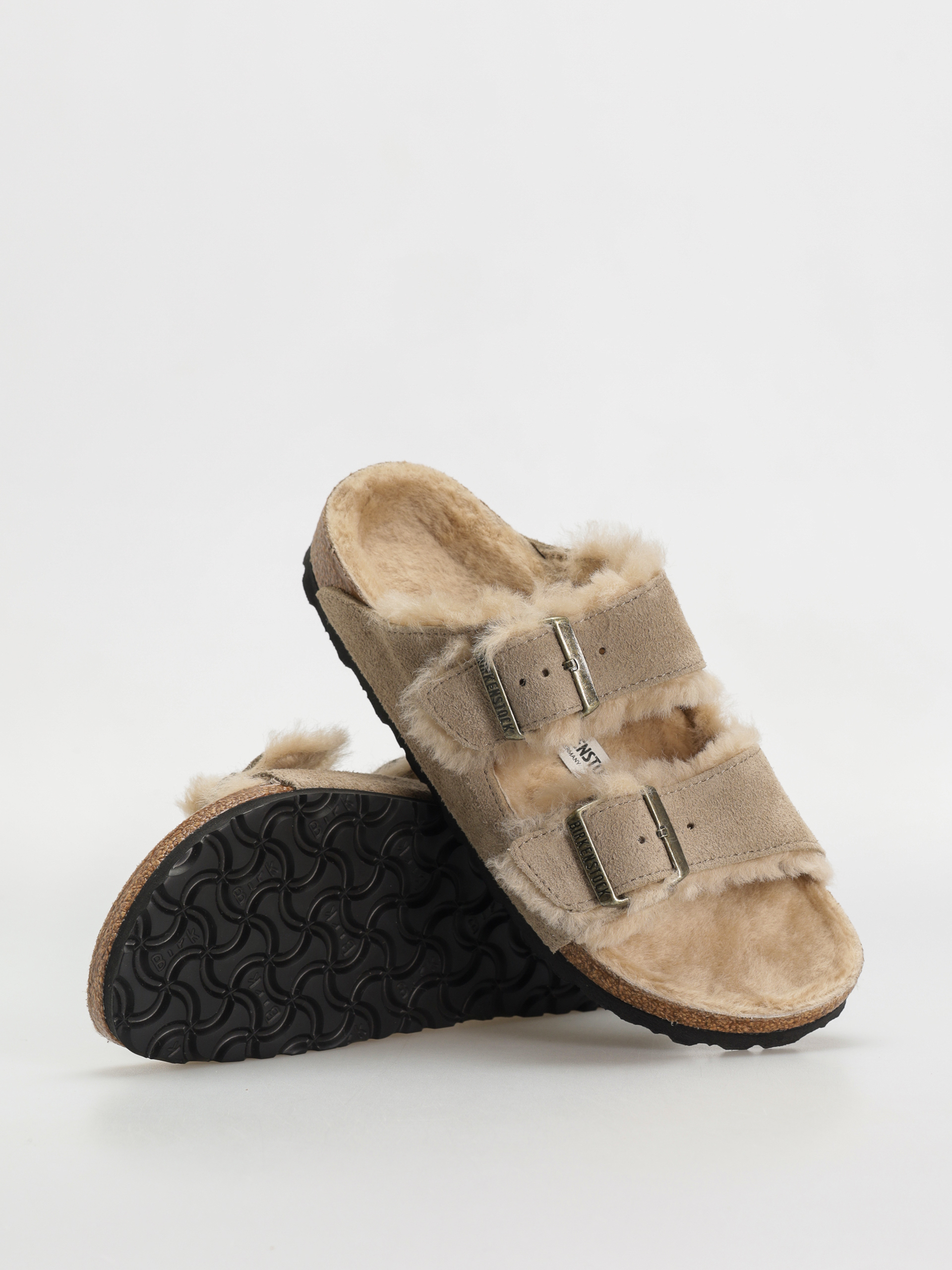 Чехли Birkenstock Arizona Shearling Suede Leather Fur Narrow Wmn (taupe)
