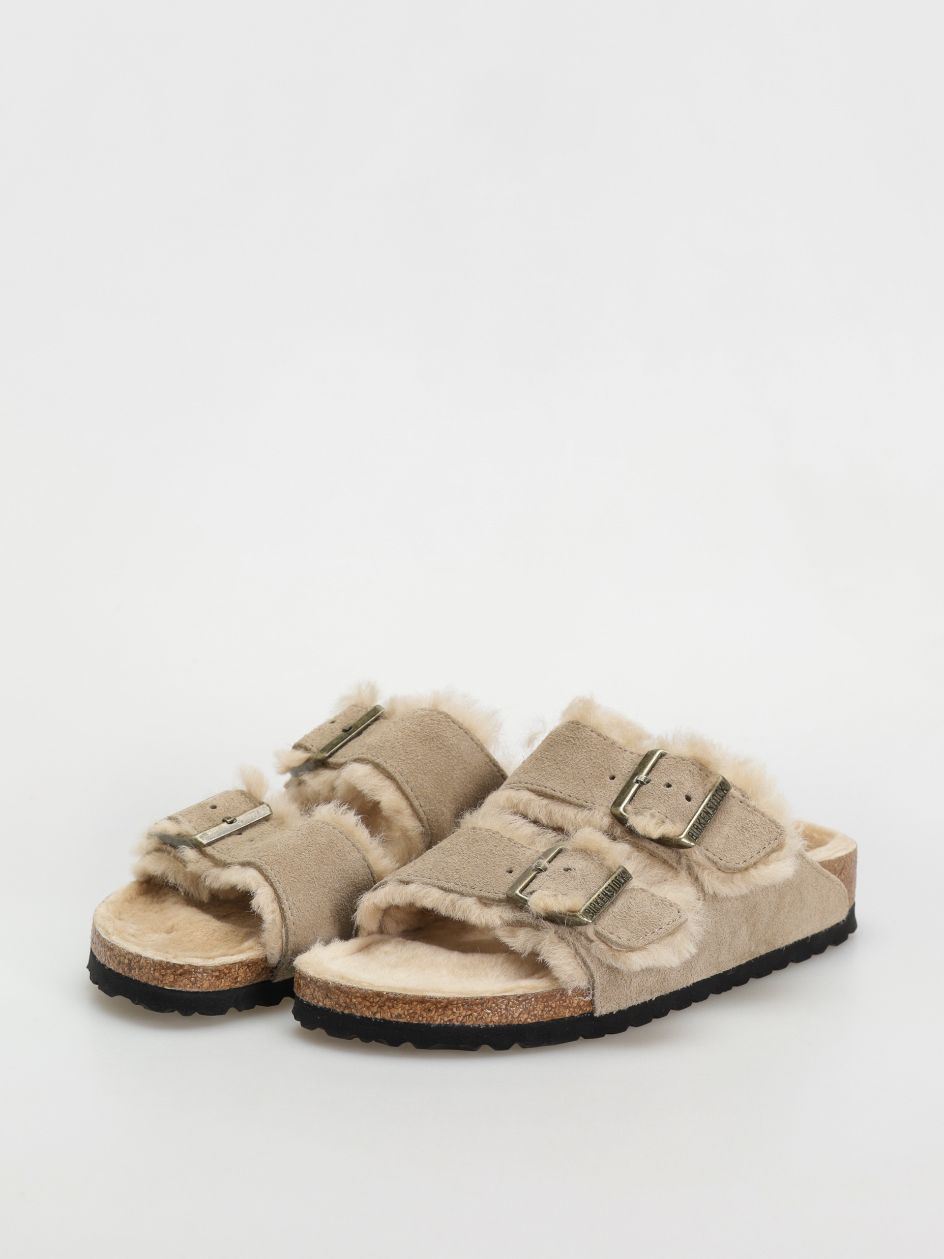 Чехли Birkenstock Arizona Shearling Suede Leather Fur Narrow Wmn (taupe)