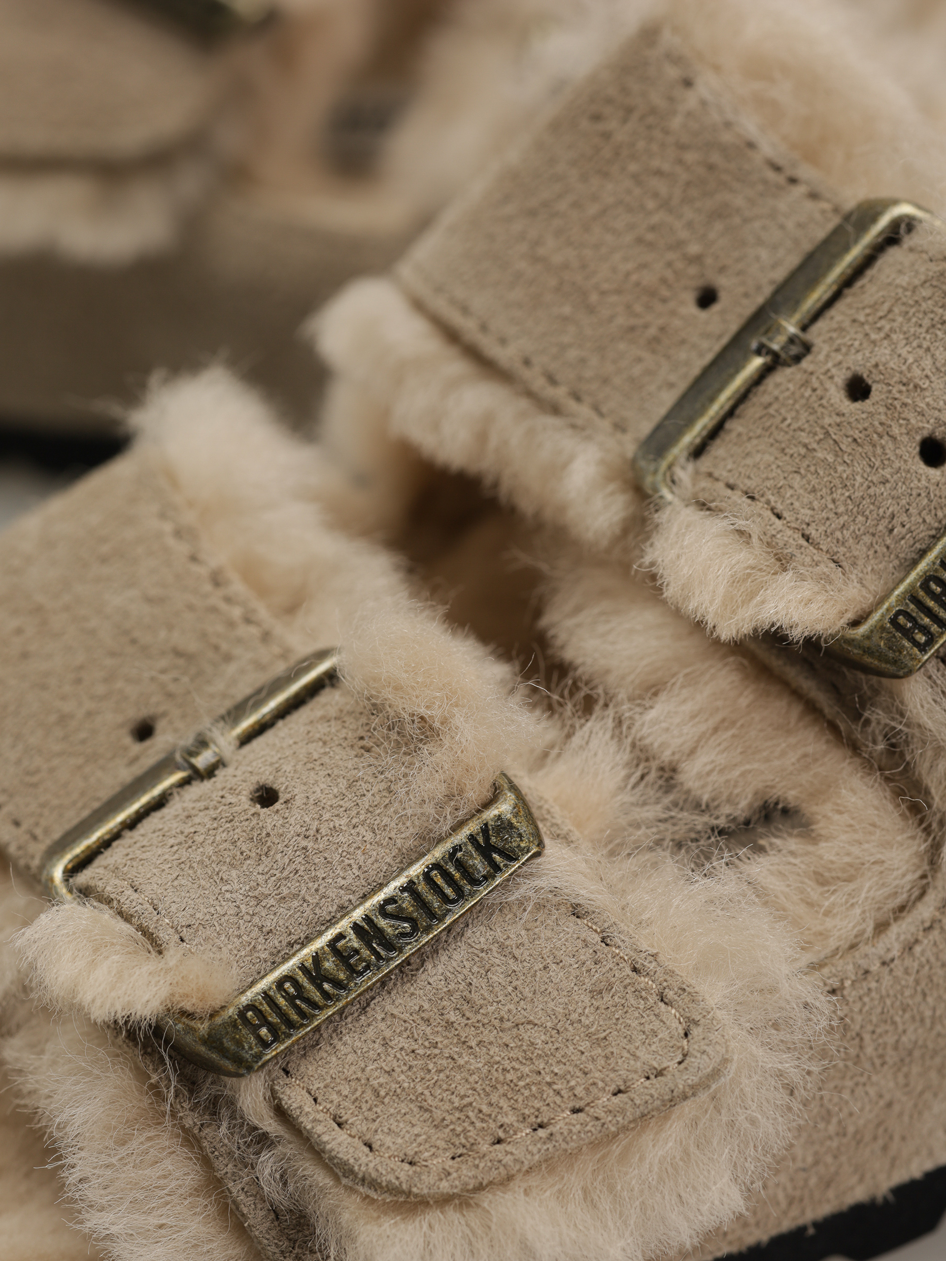 Чехли Birkenstock Arizona Shearling Suede Leather Fur Narrow Wmn (taupe)