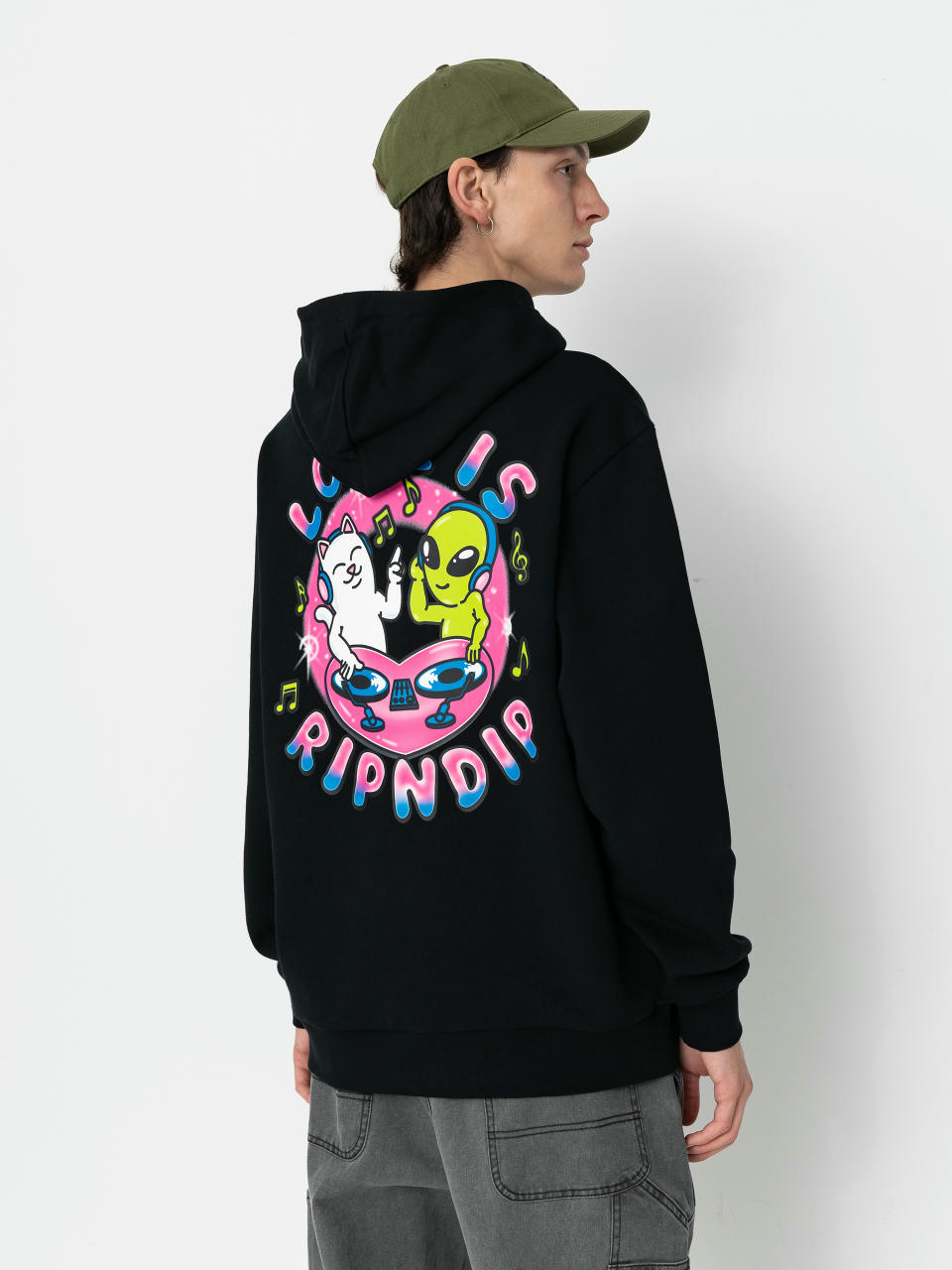 Суитшърт с качулка RipNDip Love Is Ripndip HD (black)