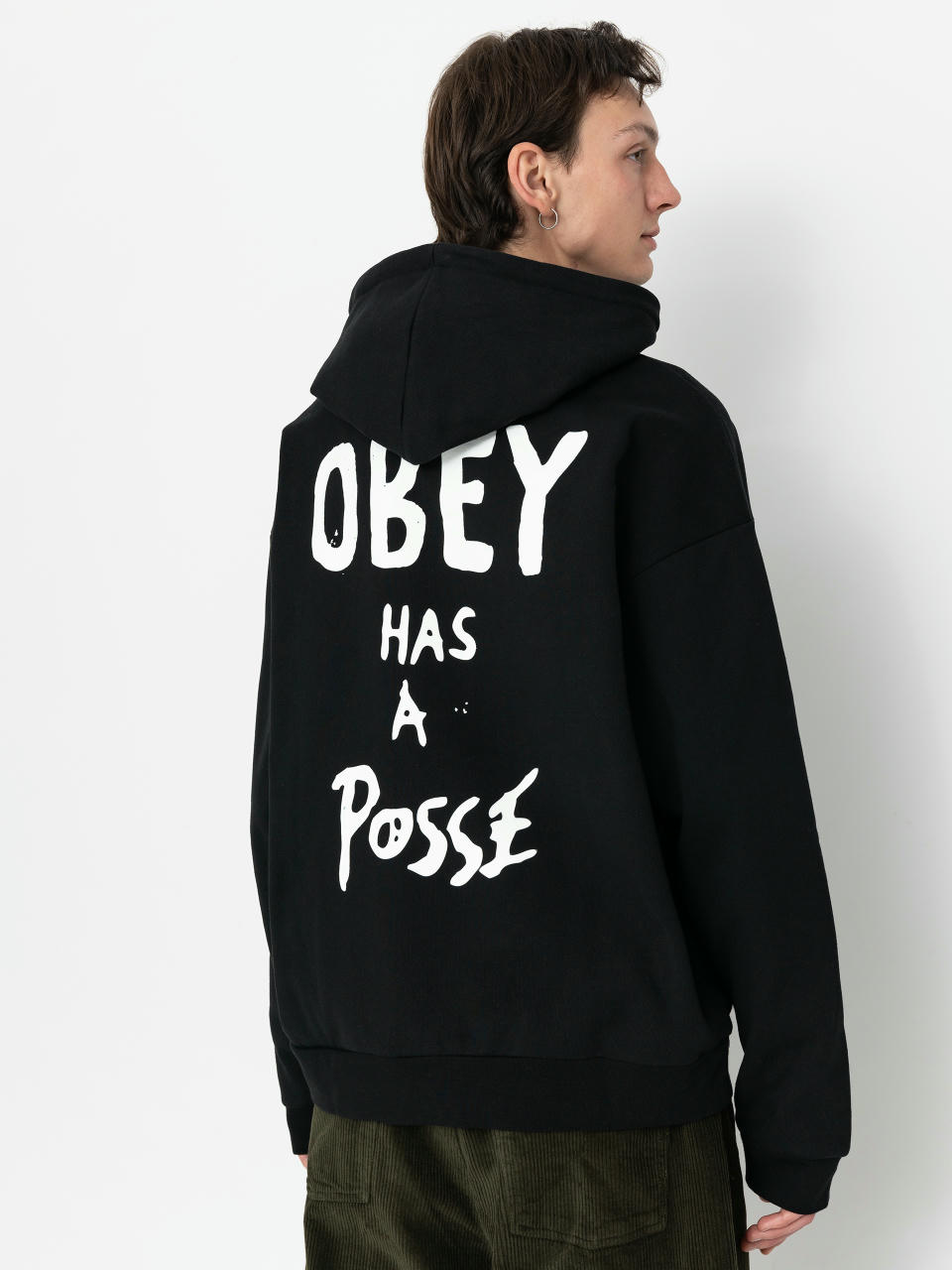 Суитшърт с качулка OBEY Posse Extra Heavy HD (black)