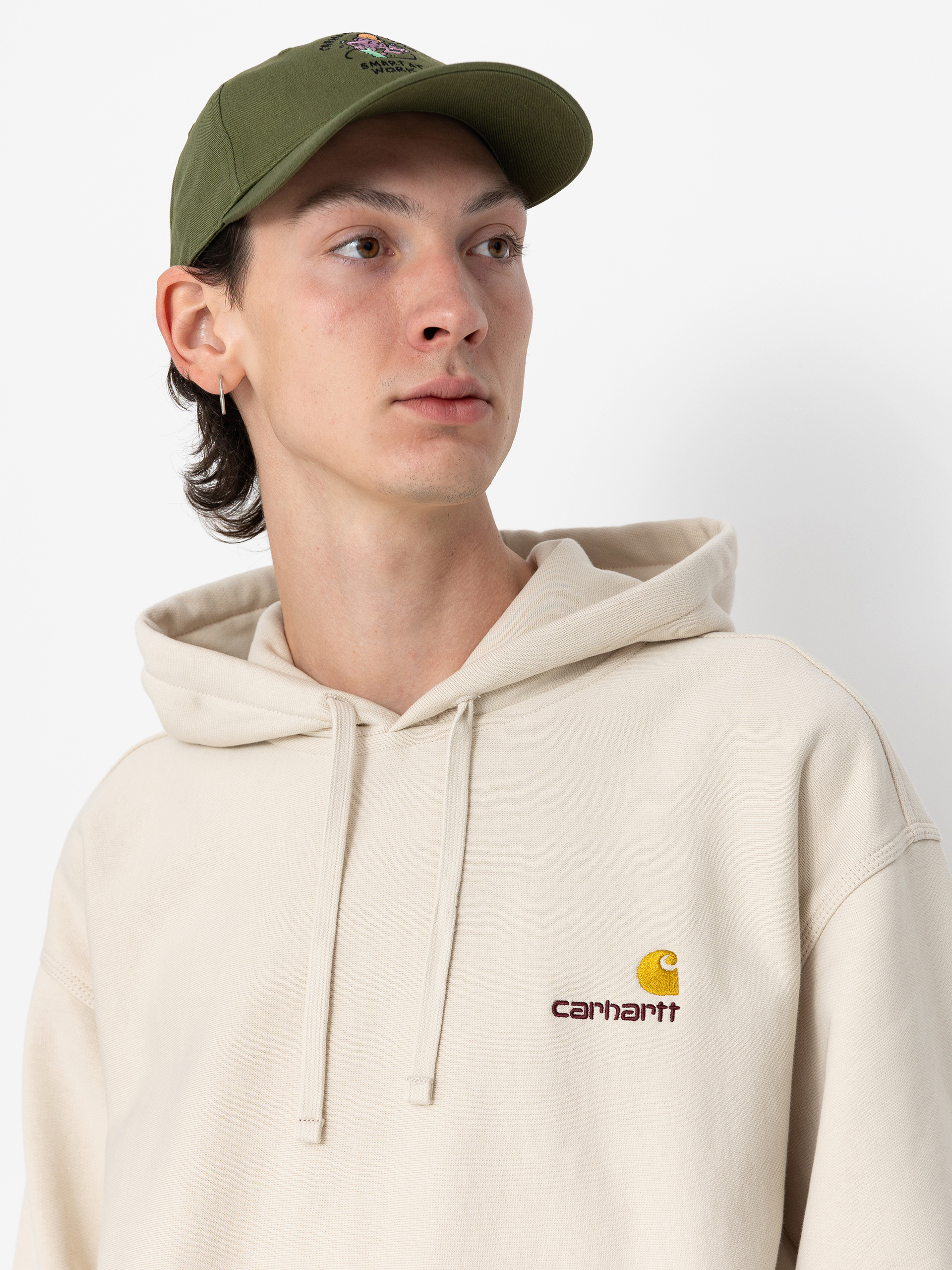 Суитшърт с качулка Carhartt WIP American Script HD (moonbeam)
