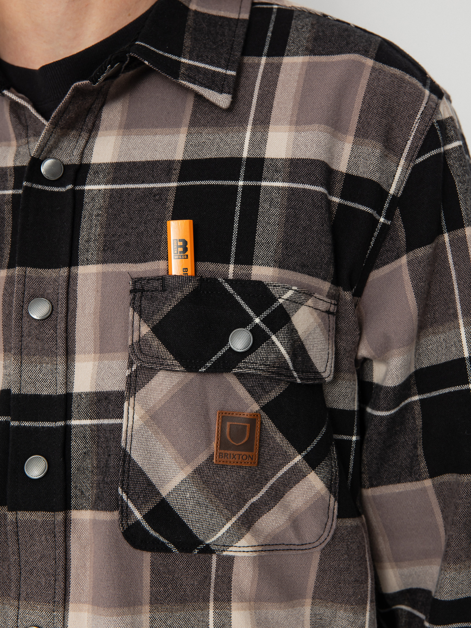 Риза Brixton Builders Bowery Str Wr Ls (black/charcoal/beige)