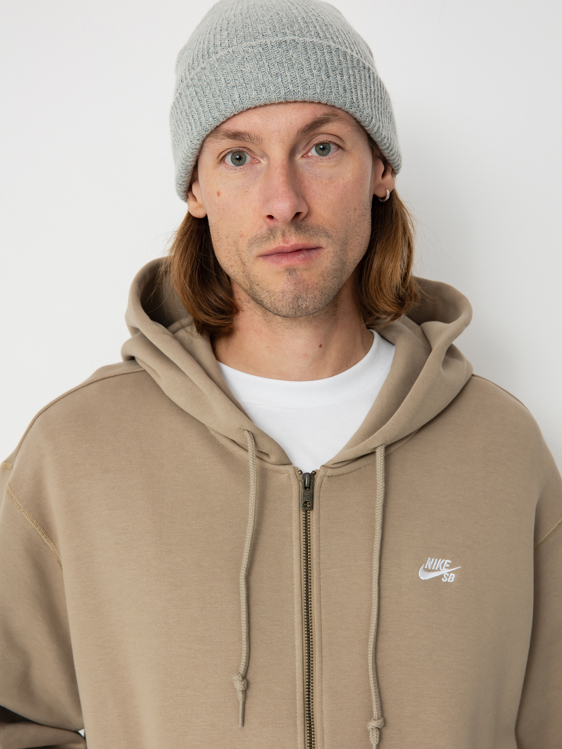 Суитшърт с качулка Nike SB Essential LBR ZHD (khaki/white)