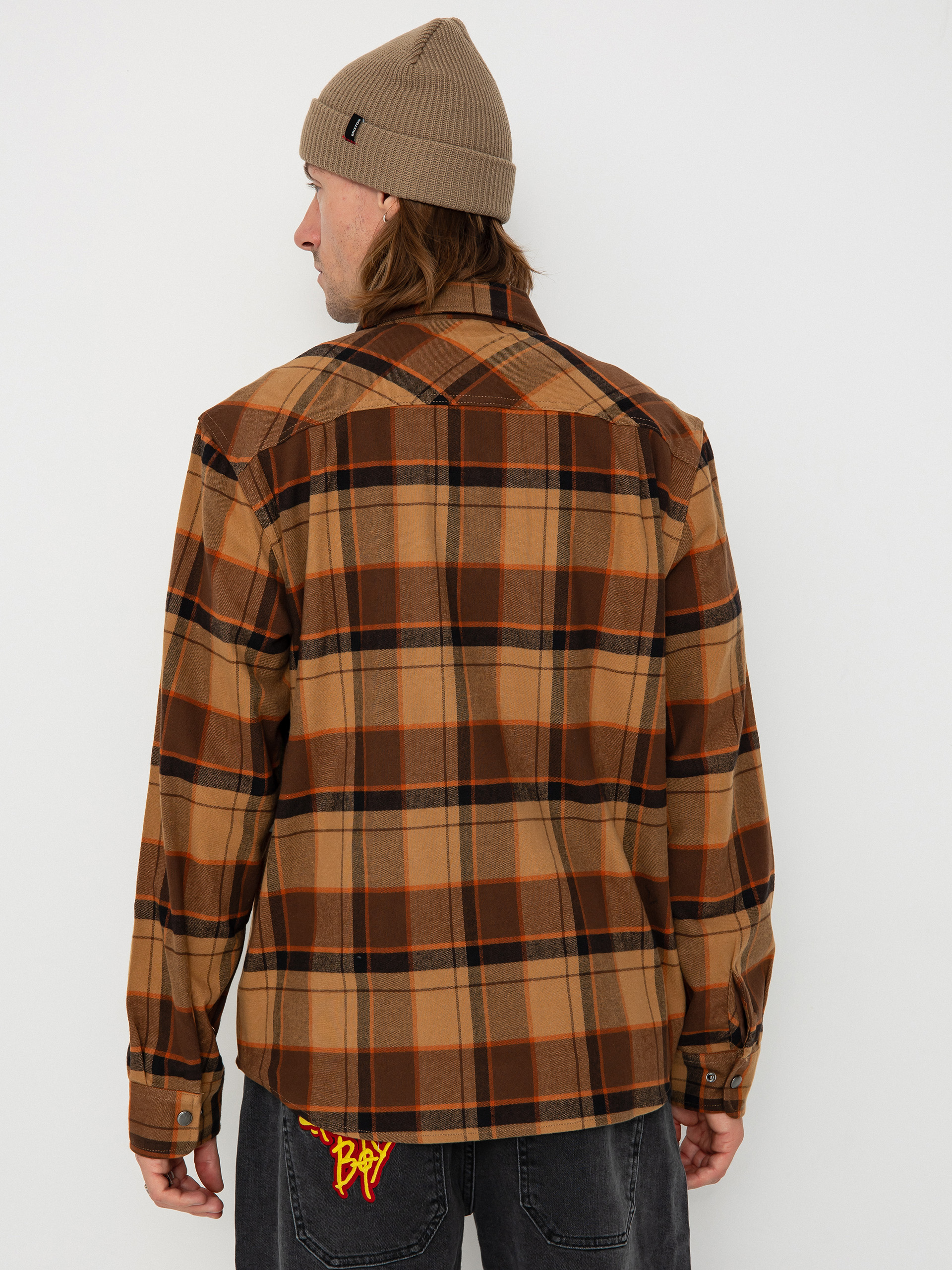 Риза Brixton Builders Bowery Str Wr Ls (burro brown/pinecone brown/bla)
