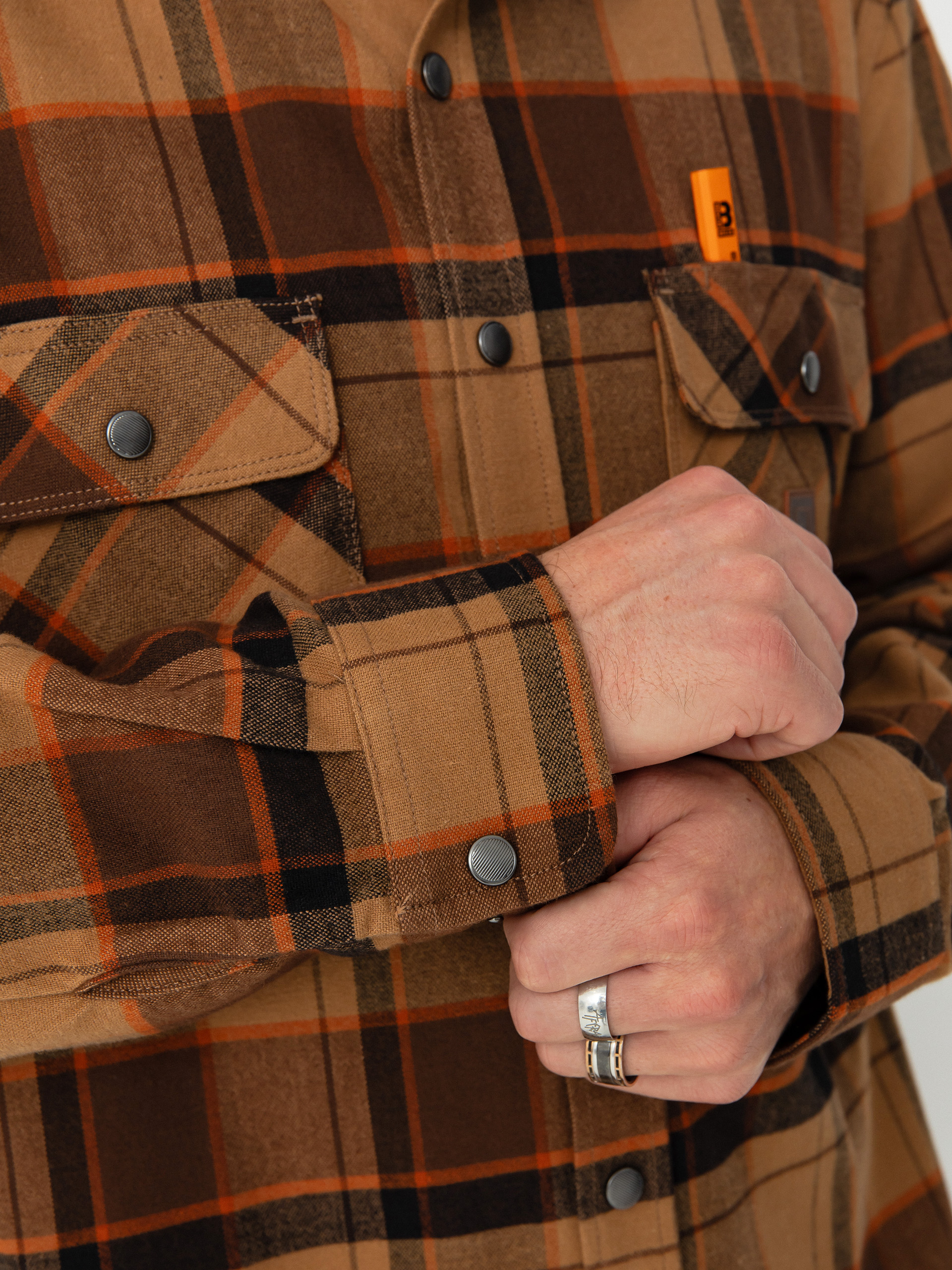 Риза Brixton Builders Bowery Str Wr Ls (burro brown/pinecone brown/bla)
