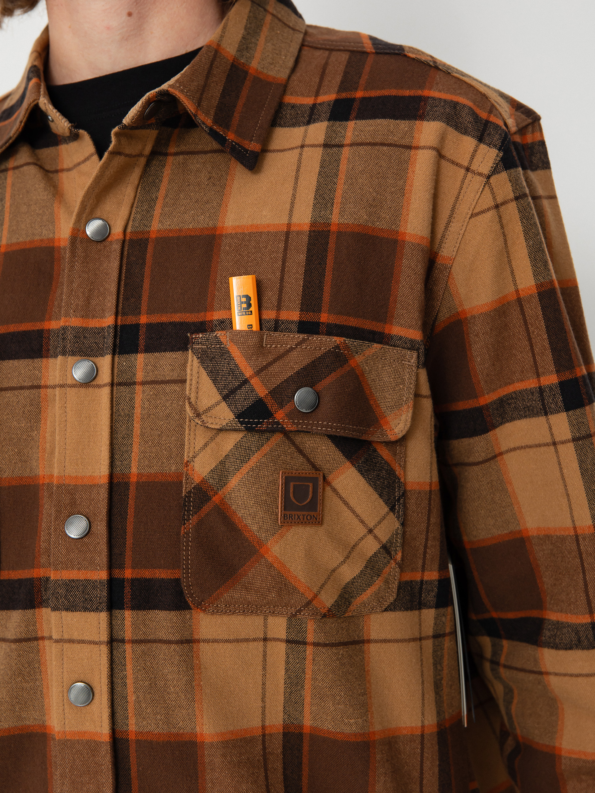 Риза Brixton Builders Bowery Str Wr Ls (burro brown/pinecone brown/bla)