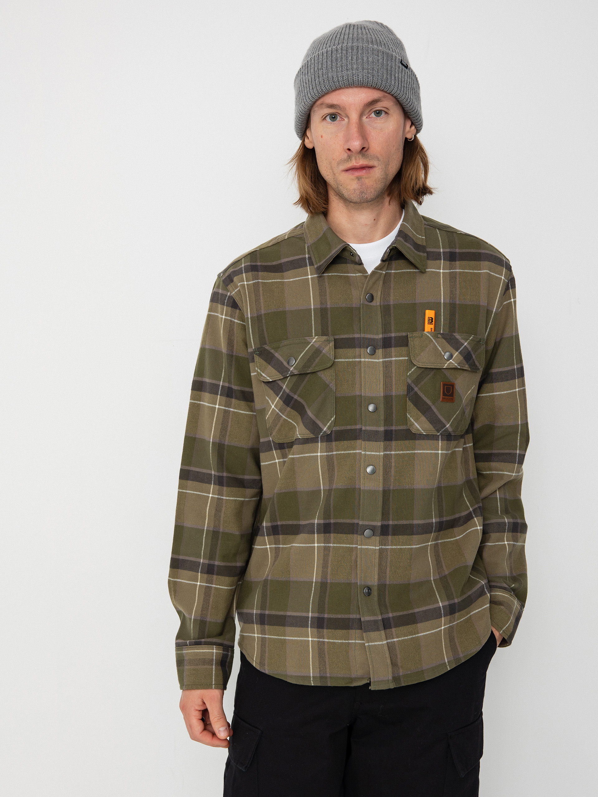 Риза Brixton Builders Bowery Str Wr Ls (dill/olive surplus/washed blac)