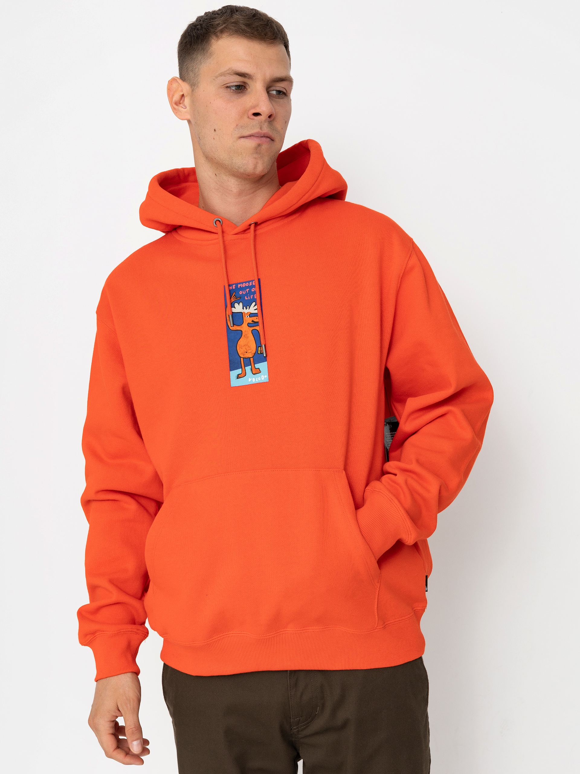 Суитшърт с качулка Volcom Olivmoose HD (bright red)