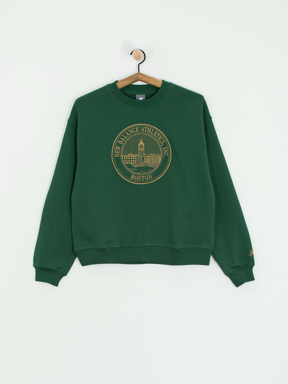 Суитшърт New Balance Athletics French Terry Oversized Crest Crew Wmn (nightwatch green)