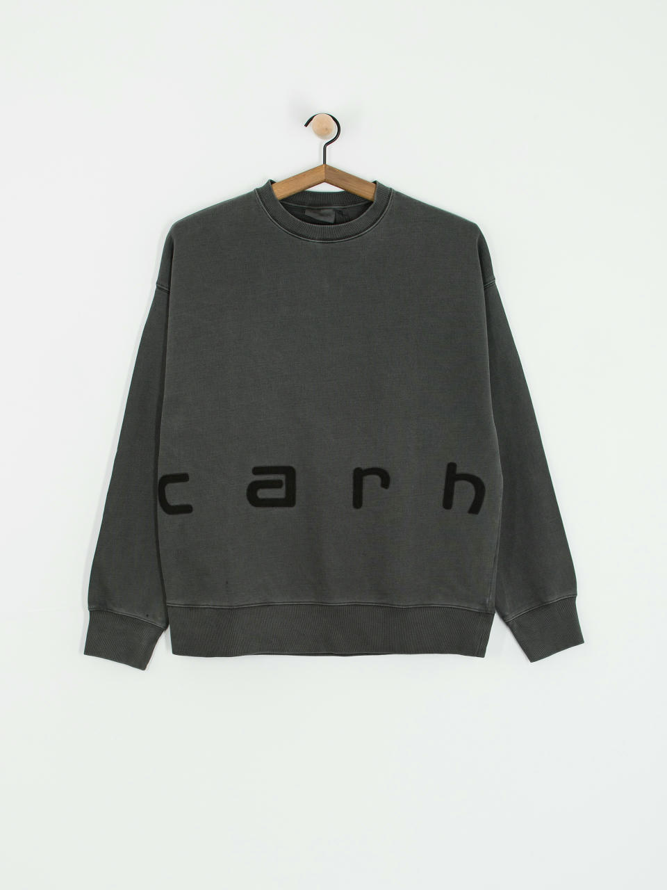 Суитшърт с качулка Carhartt WIP Felt Script (black/black garment dyed)