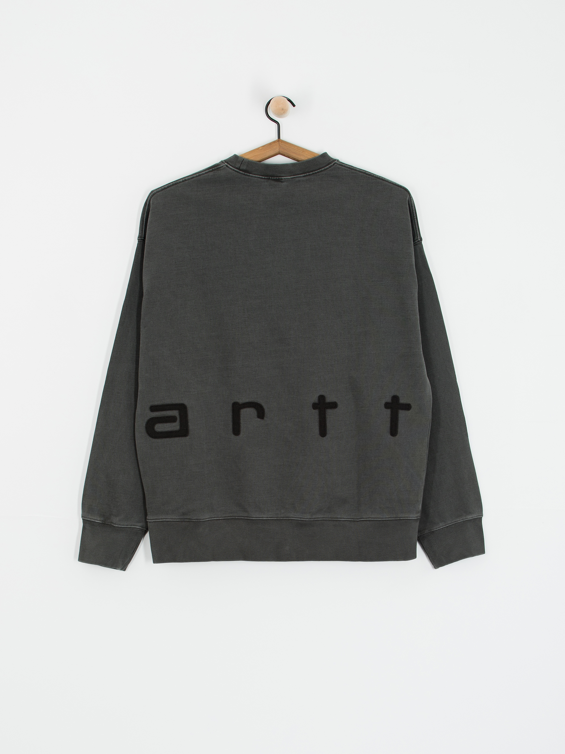 Суитшърт с качулка Carhartt WIP Felt Script (black/black garment dyed)