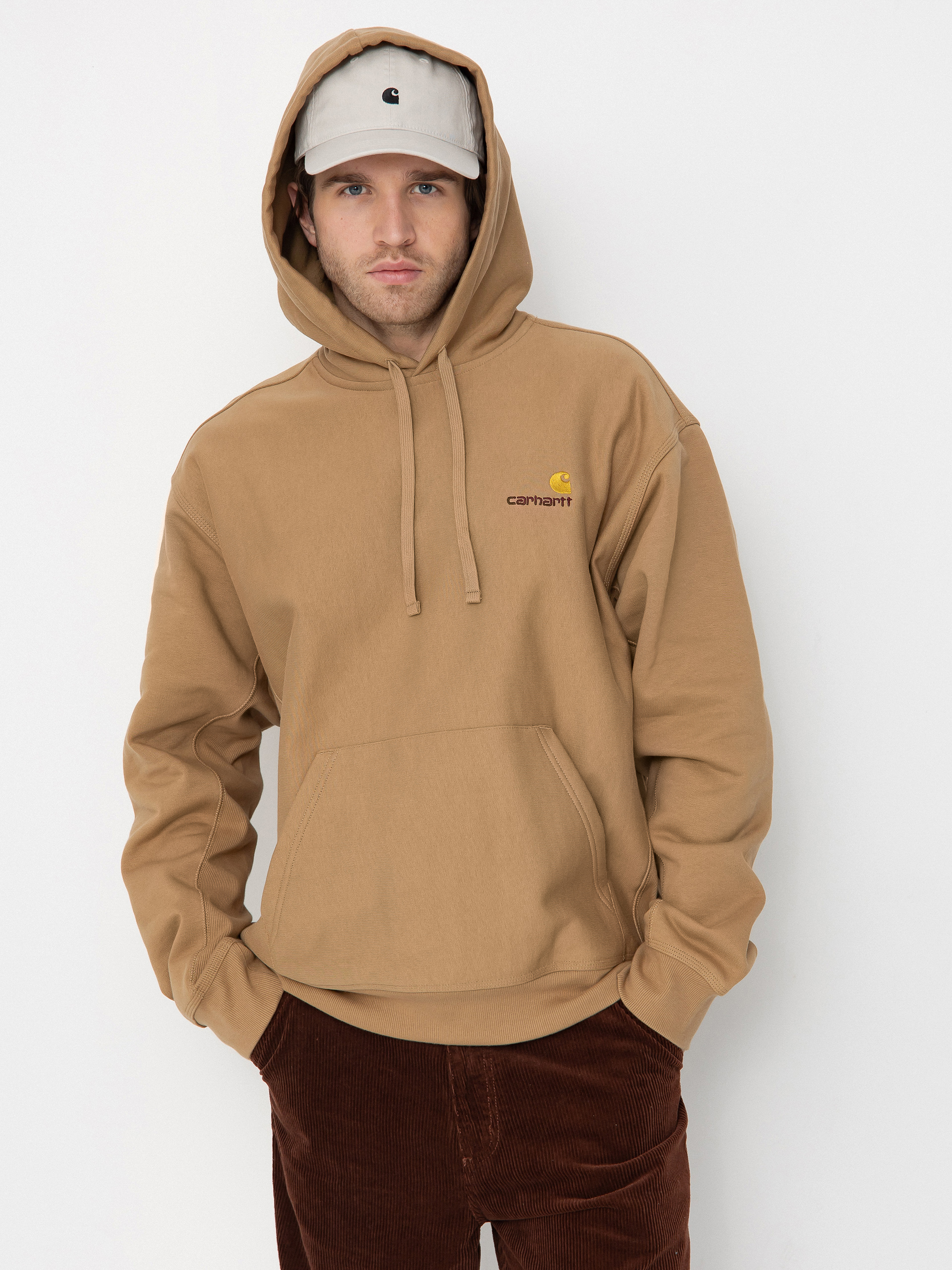 Суитшърт с качулка Carhartt WIP American Script HD (peanut)