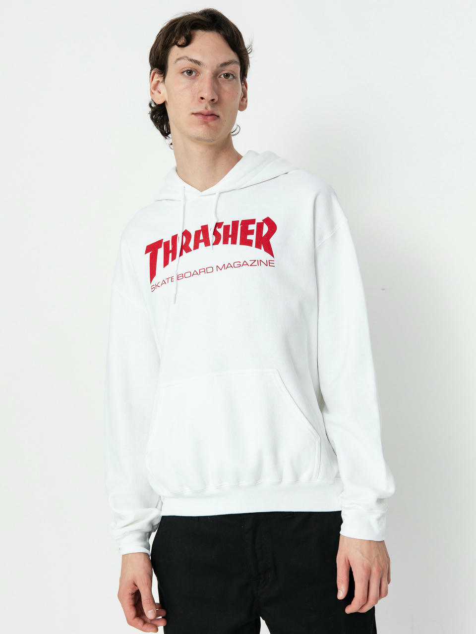 Суитшърт с качулка Thrasher Skate Mag HD (white/red)