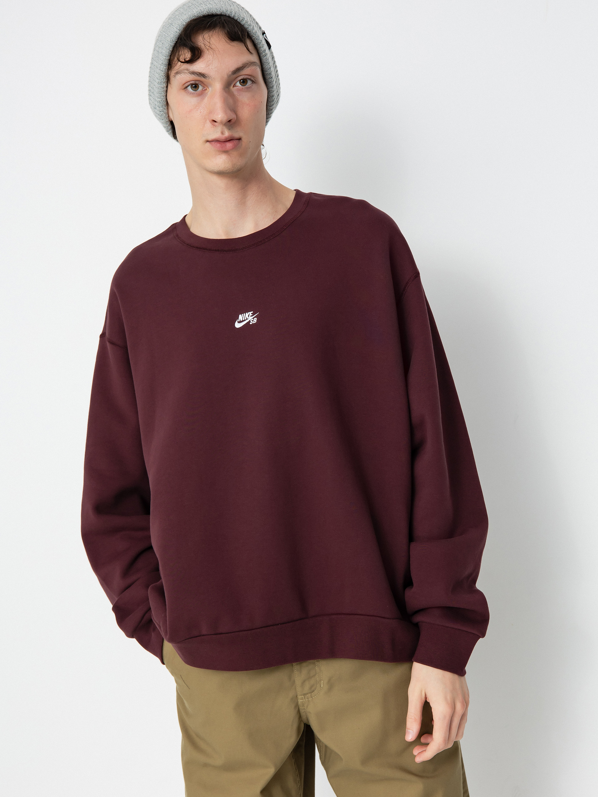 Суитшърт Nike SB Essential Logo Crew (burgundy crush/white)