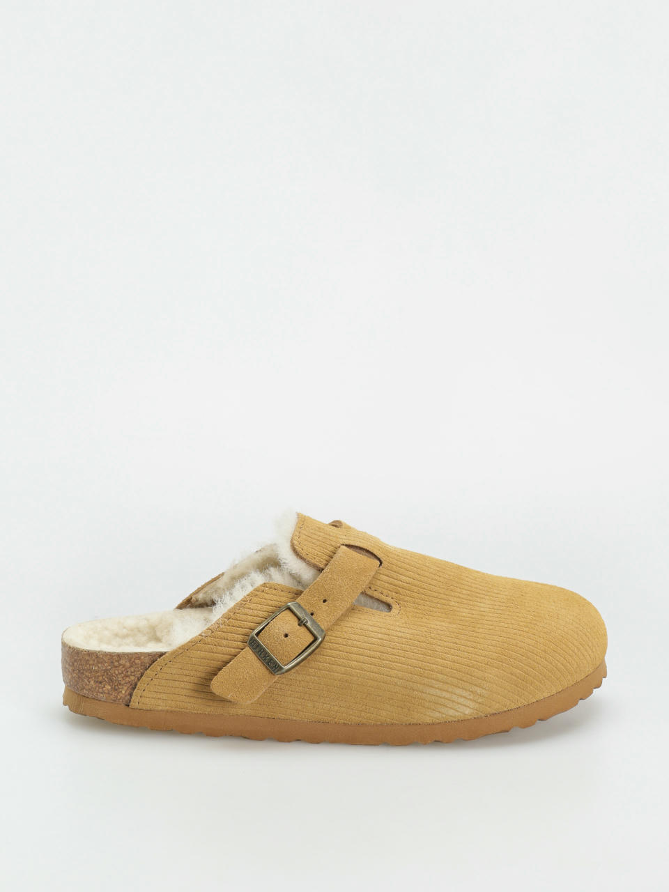 Чехли Birkenstock Boston VL Fell Suede Leather Fur Narrow Wmn (corduroy cork brown)