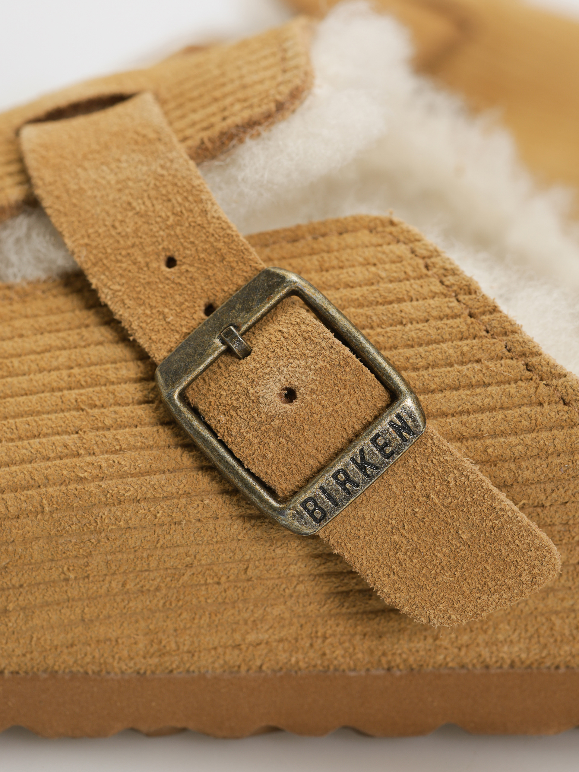 Чехли Birkenstock Boston VL Fell Suede Leather Fur Narrow Wmn (corduroy cork brown)
