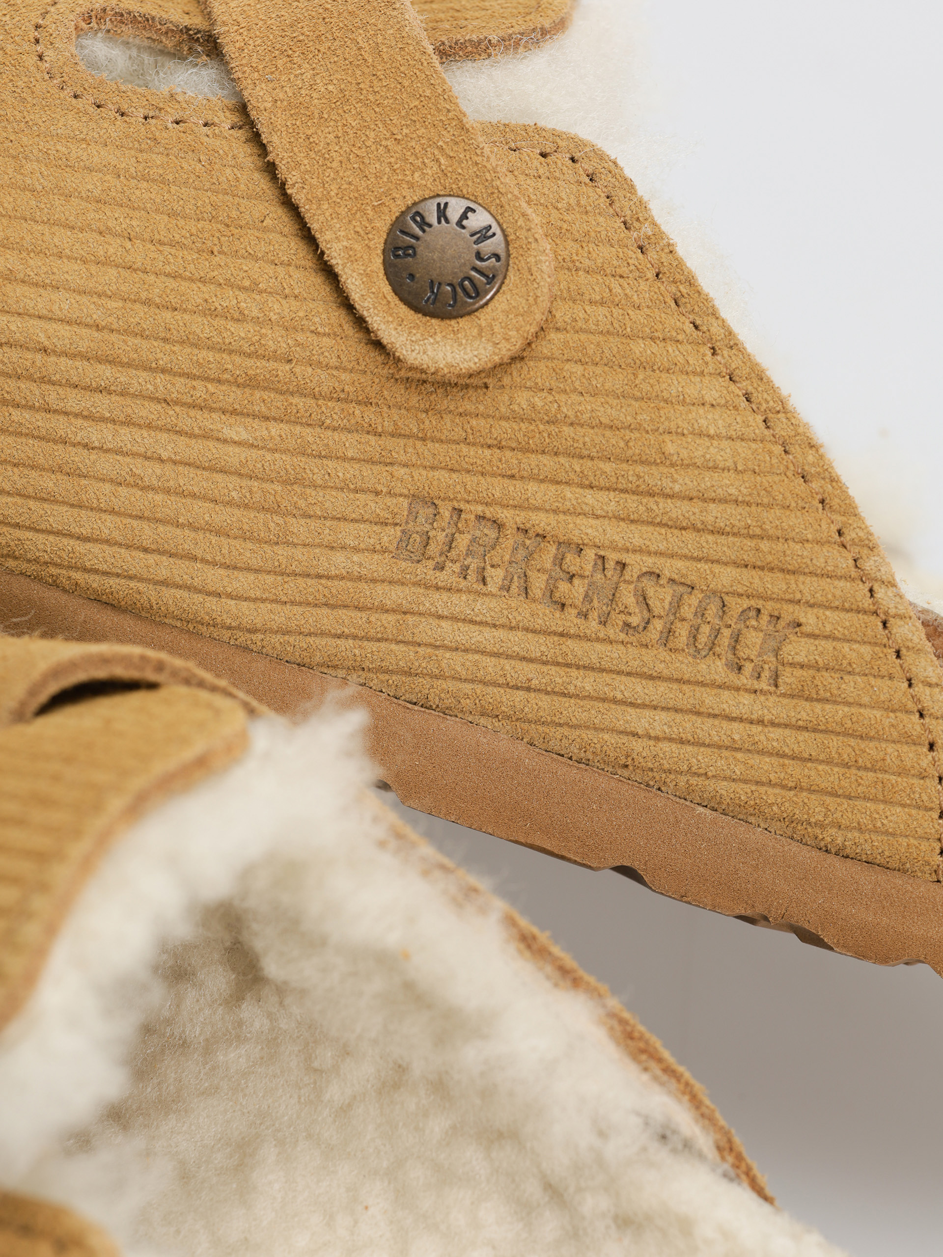 Чехли Birkenstock Boston VL Fell Suede Leather Fur Narrow Wmn (corduroy cork brown)