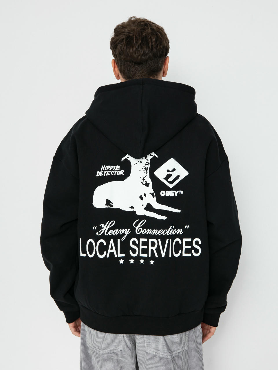 Суитшърт с качулка OBEY Services Extra Heavy HD (black)