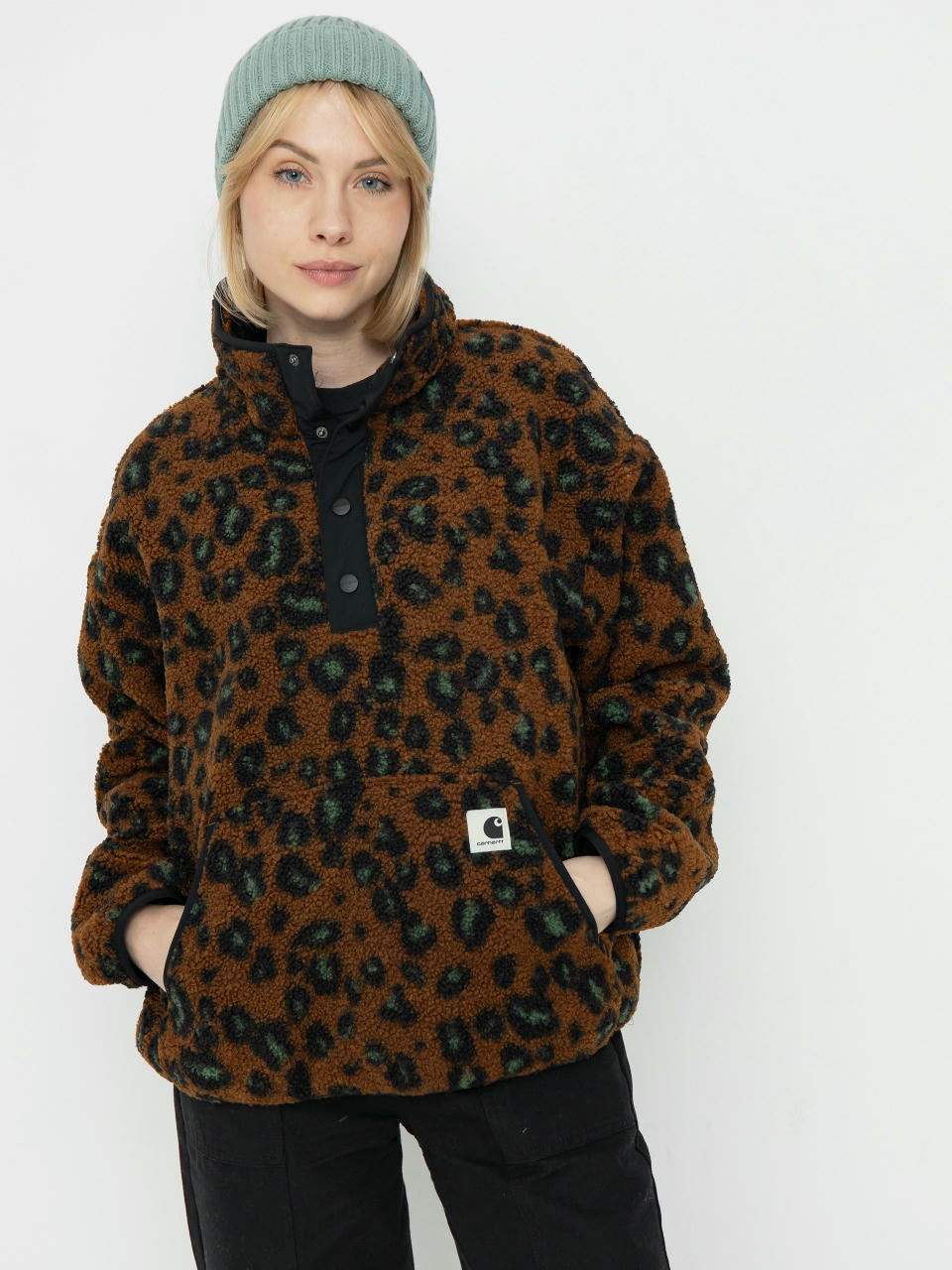 Дамски Поларени суитшърт Carhartt WIP Elliot (camo leo jacquard/tamarind/black)