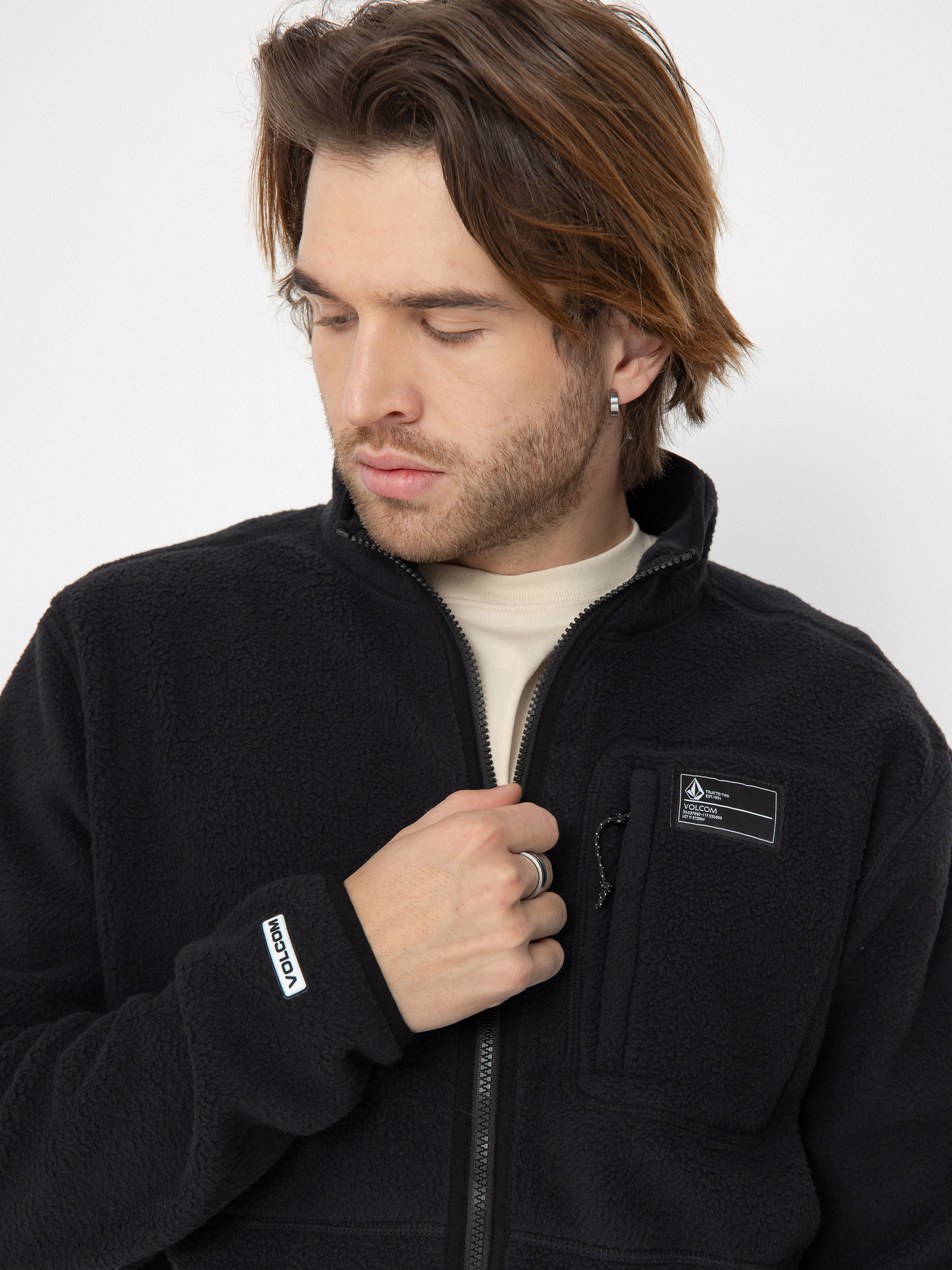 Мъжки Термо суитшърт Volcom Fleecer Full Zip (black)