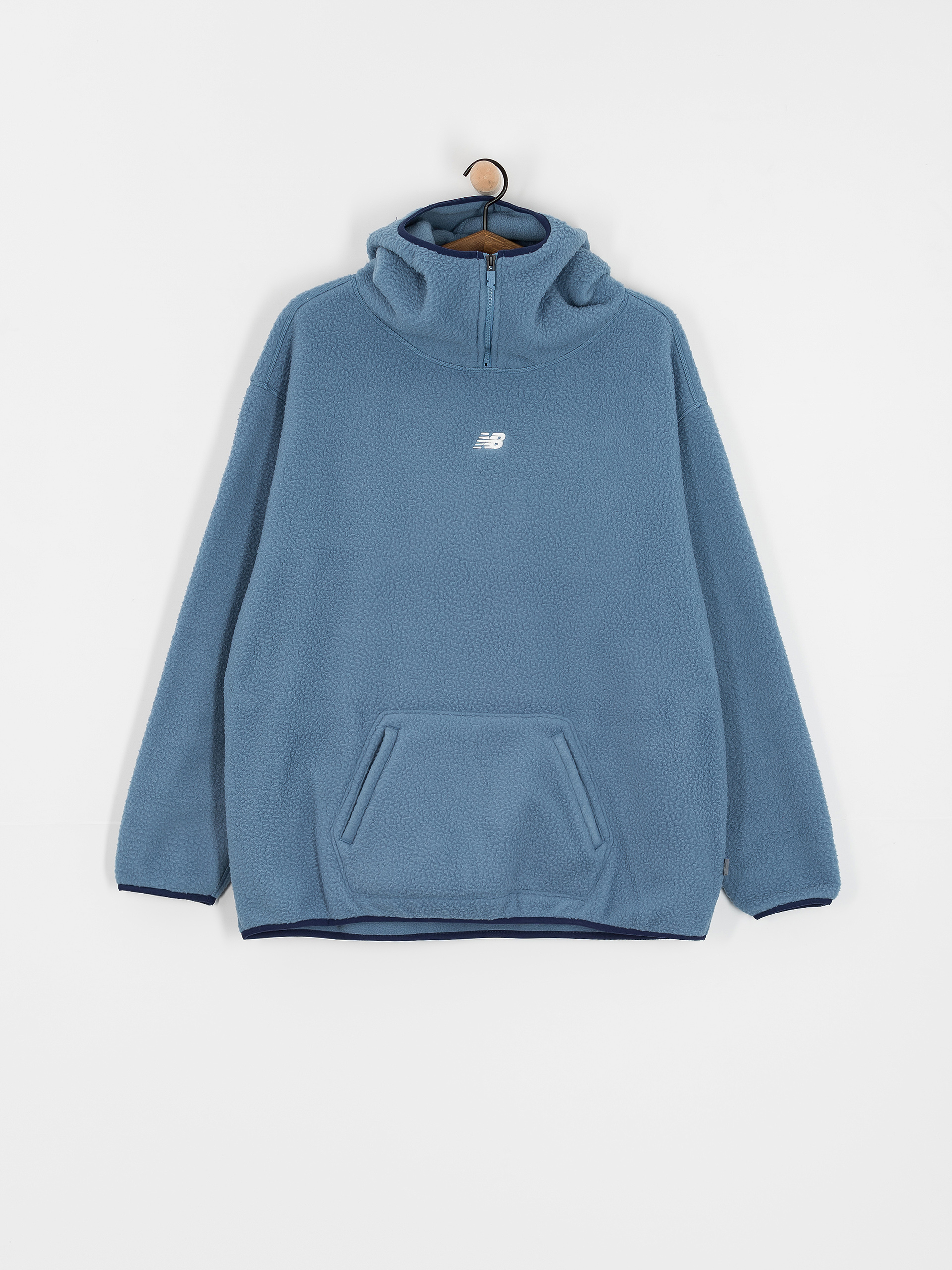 Поларени суитшърт New Balance Hoops Sherpa Top (heronblue)