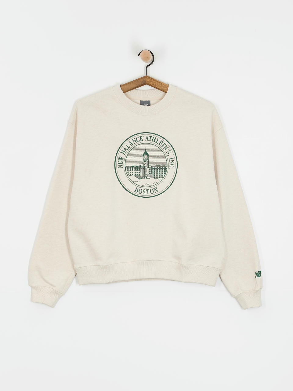 Суитшърт New Balance Athletics French Terry Oversized Crest Crew Wmn (linen heather)