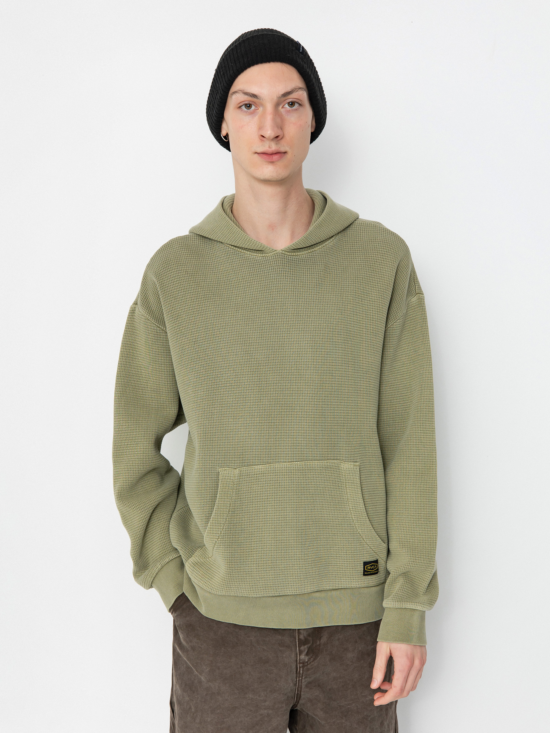 Суитшърт с качулка RVCA Dayshift Thermal HD (olive)