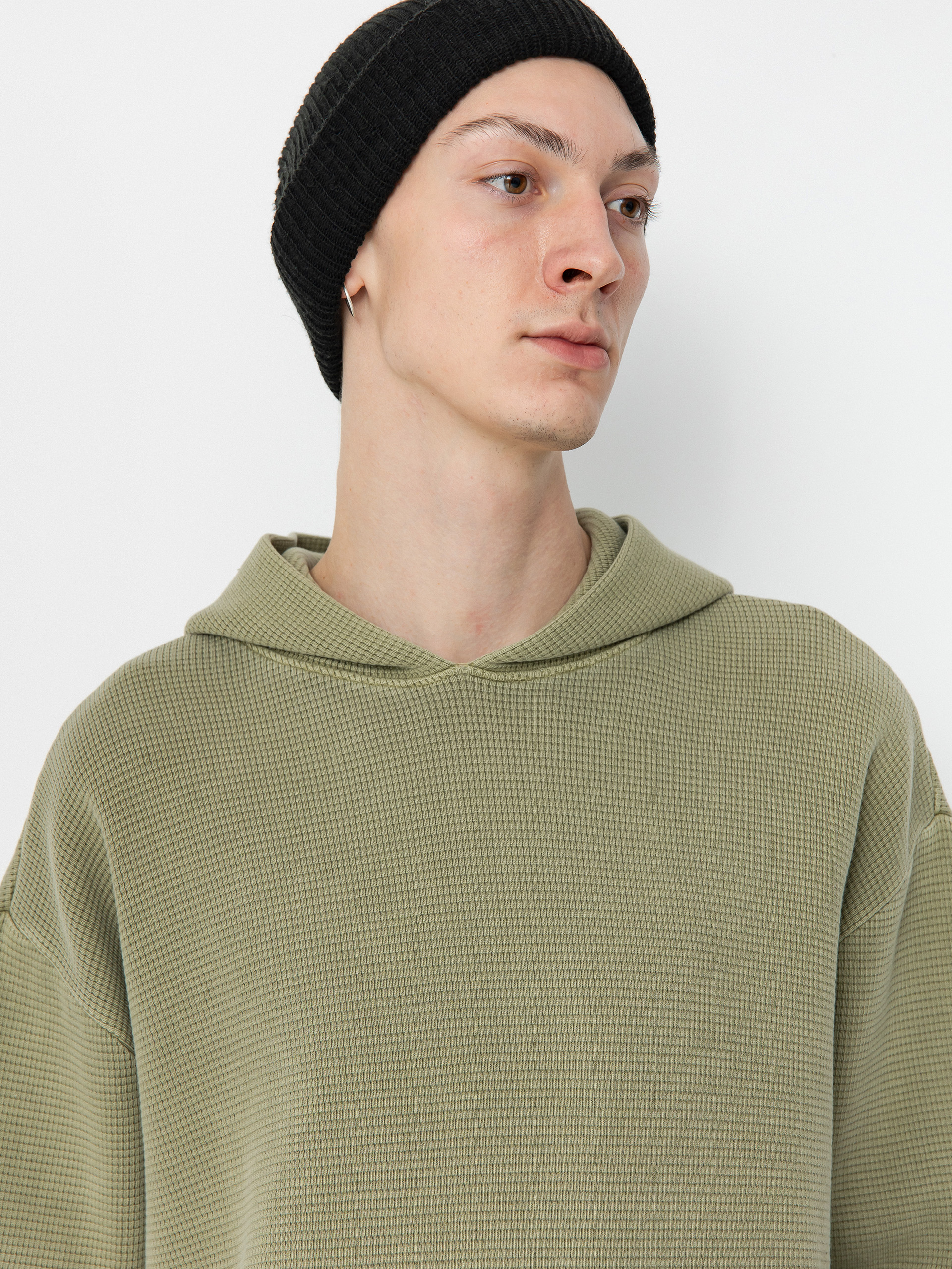 Суитшърт с качулка RVCA Dayshift Thermal HD (olive)
