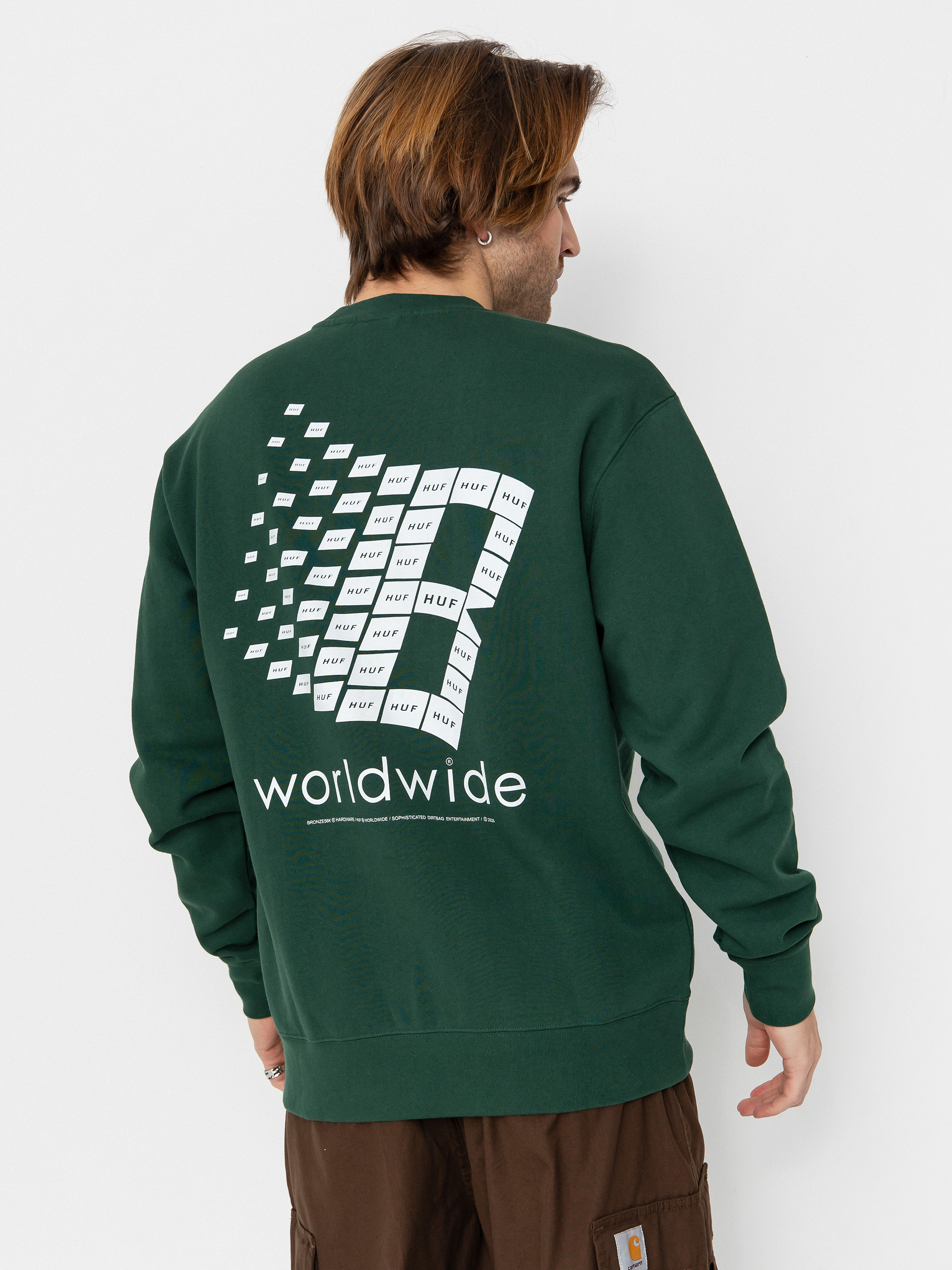 u0421u0443u0438u0442u0448u044au0440u0442 HUF X Bronze Worldwide Crewneck (forest green)