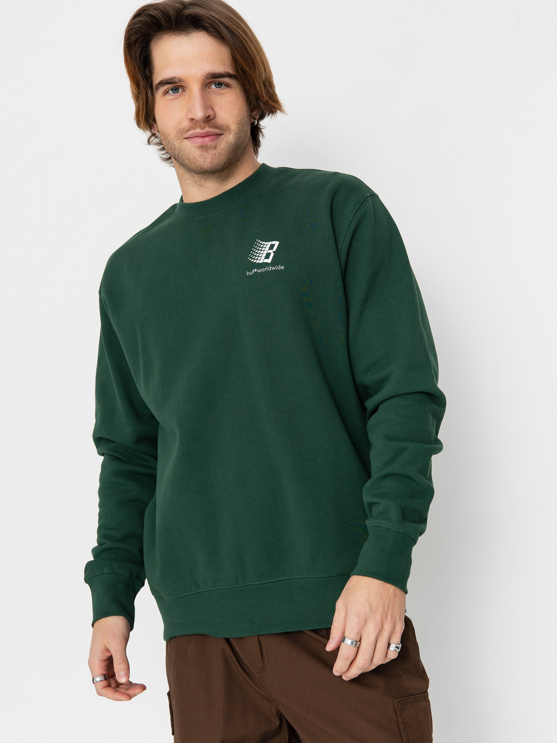 Суитшърт HUF X Bronze Worldwide Crewneck (forest green)