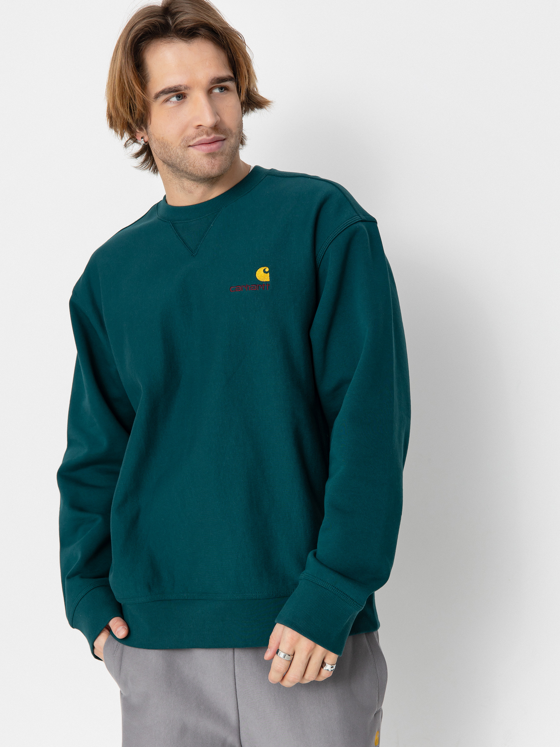 Суитшърт Carhartt WIP American Script (malachite)