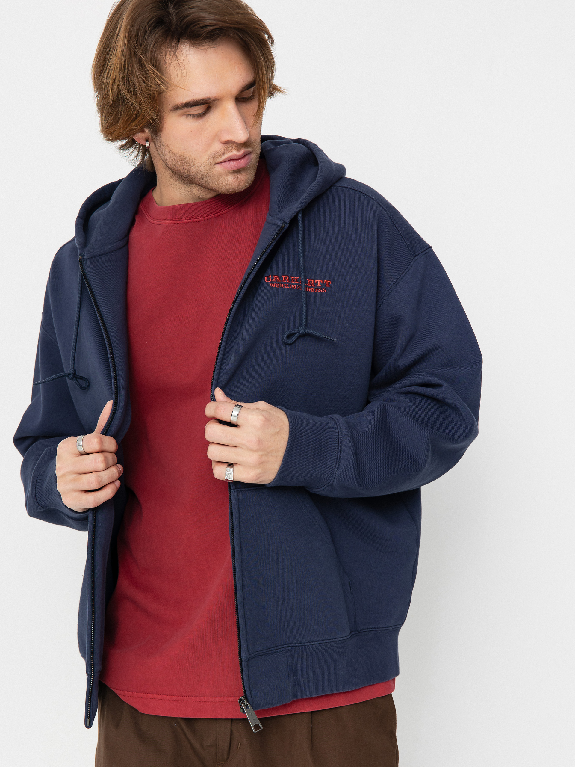 Суитшърт с качулка Carhartt WIP Runaway ZHD (blue/vermillion)