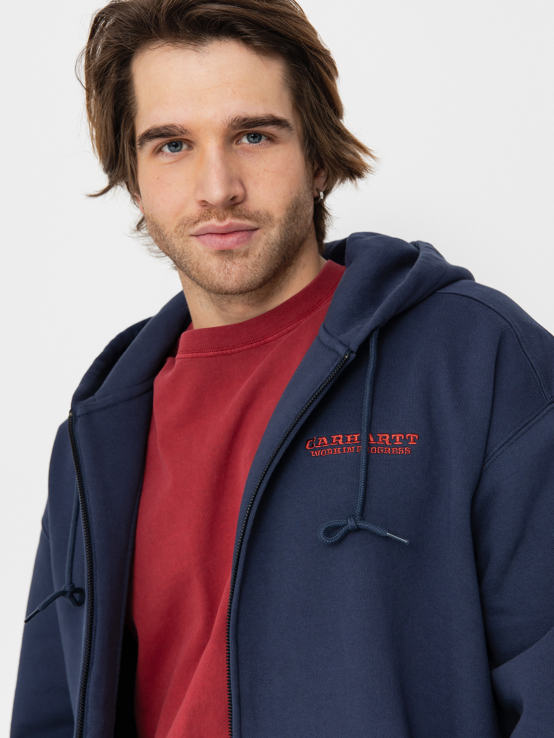 Суитшърт с качулка Carhartt WIP Runaway ZHD (blue/vermillion)