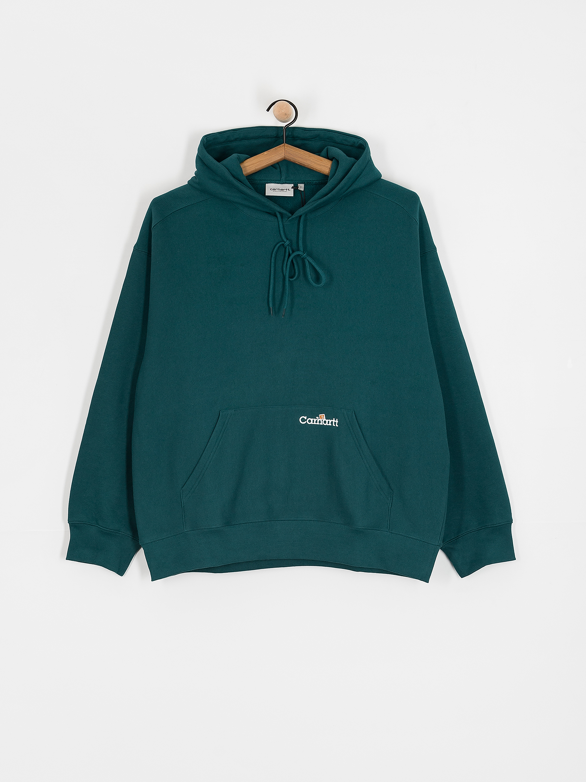 Суитшърт с качулка Carhartt WIP Label Script HD (malachite)