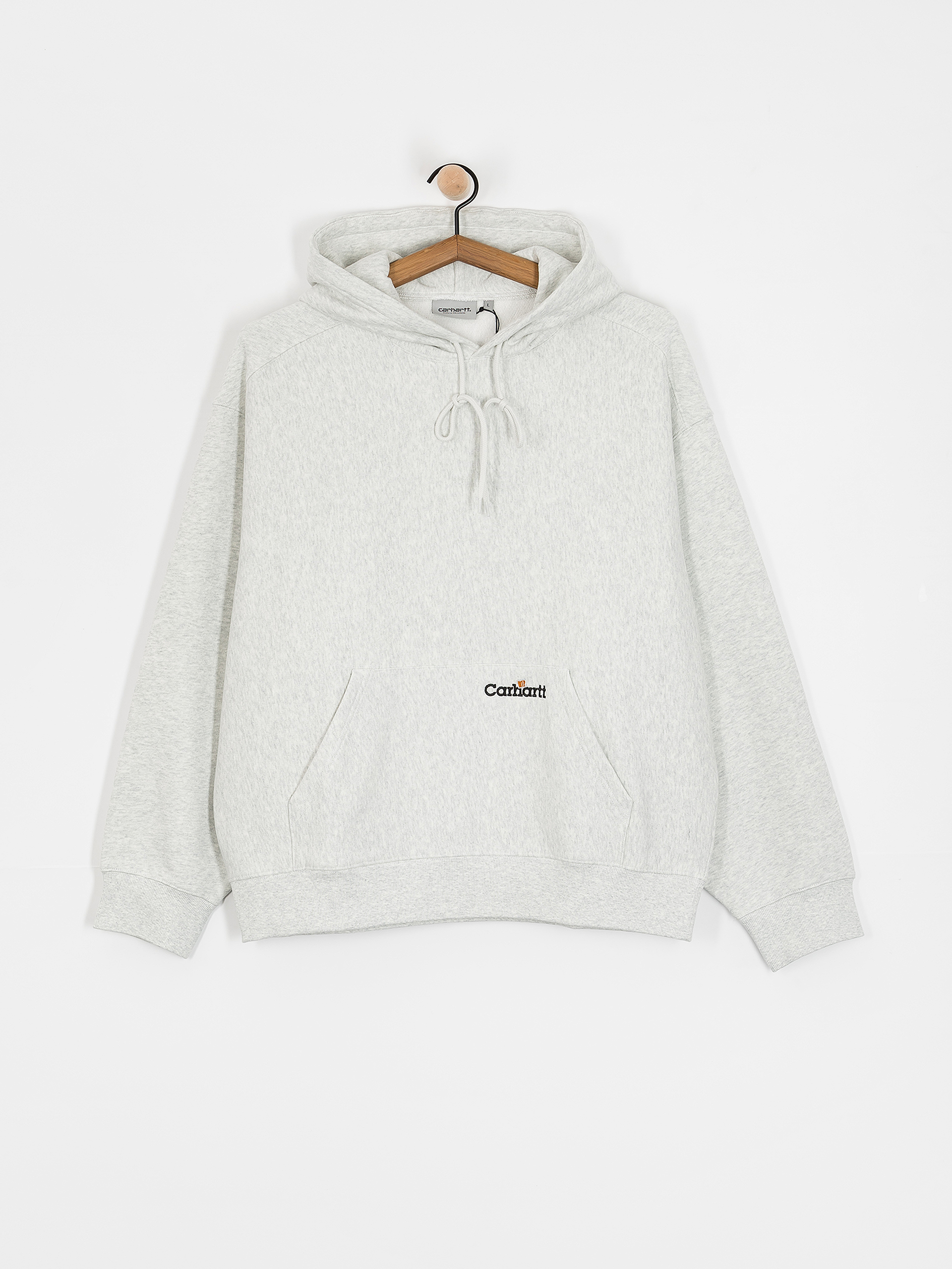 Суитшърт с качулка Carhartt WIP Label Script HD (ash heather)