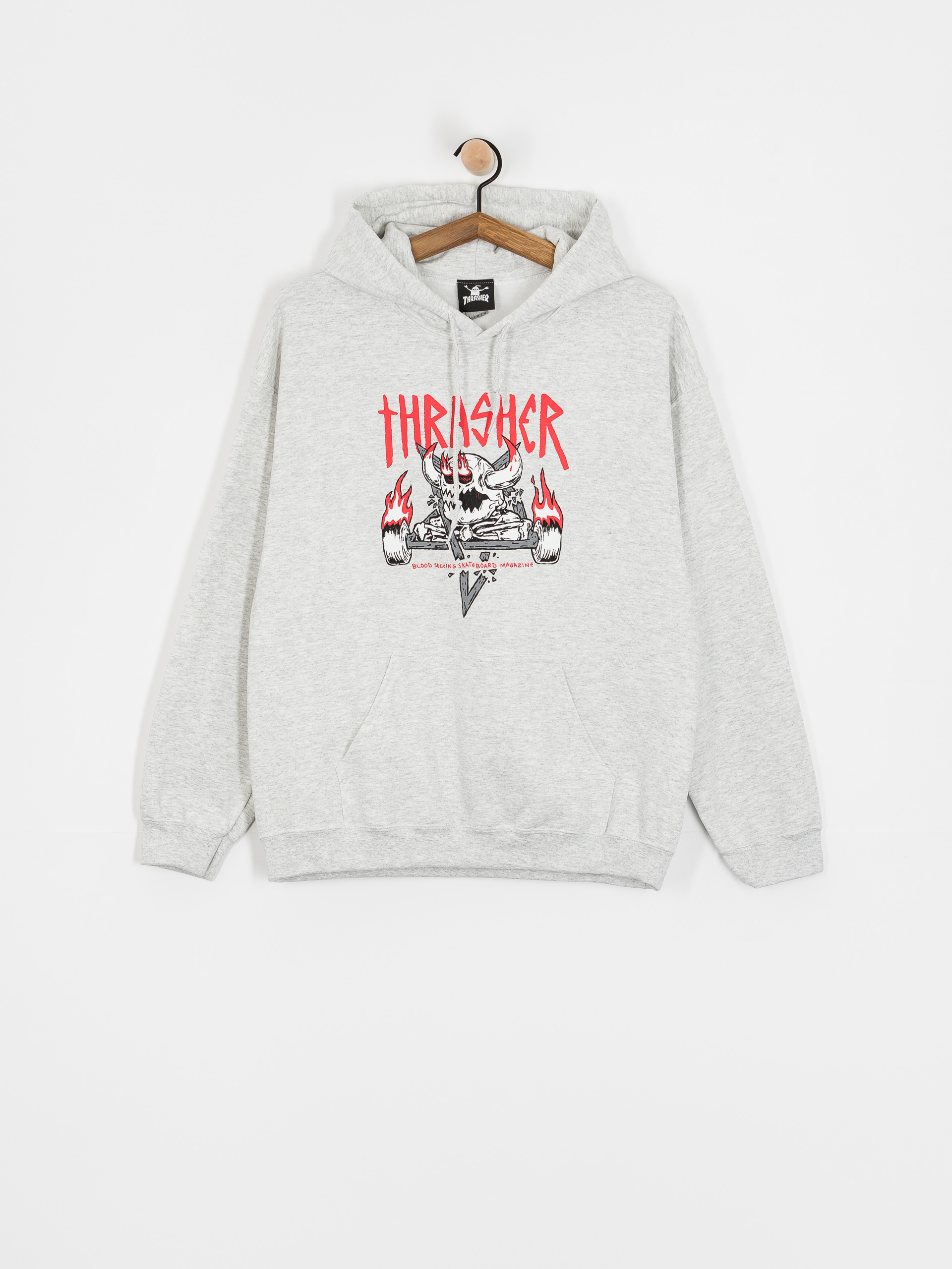 Суитшърт с качулка Thrasher X Toy Machine Monster Gram HD (ash grey)